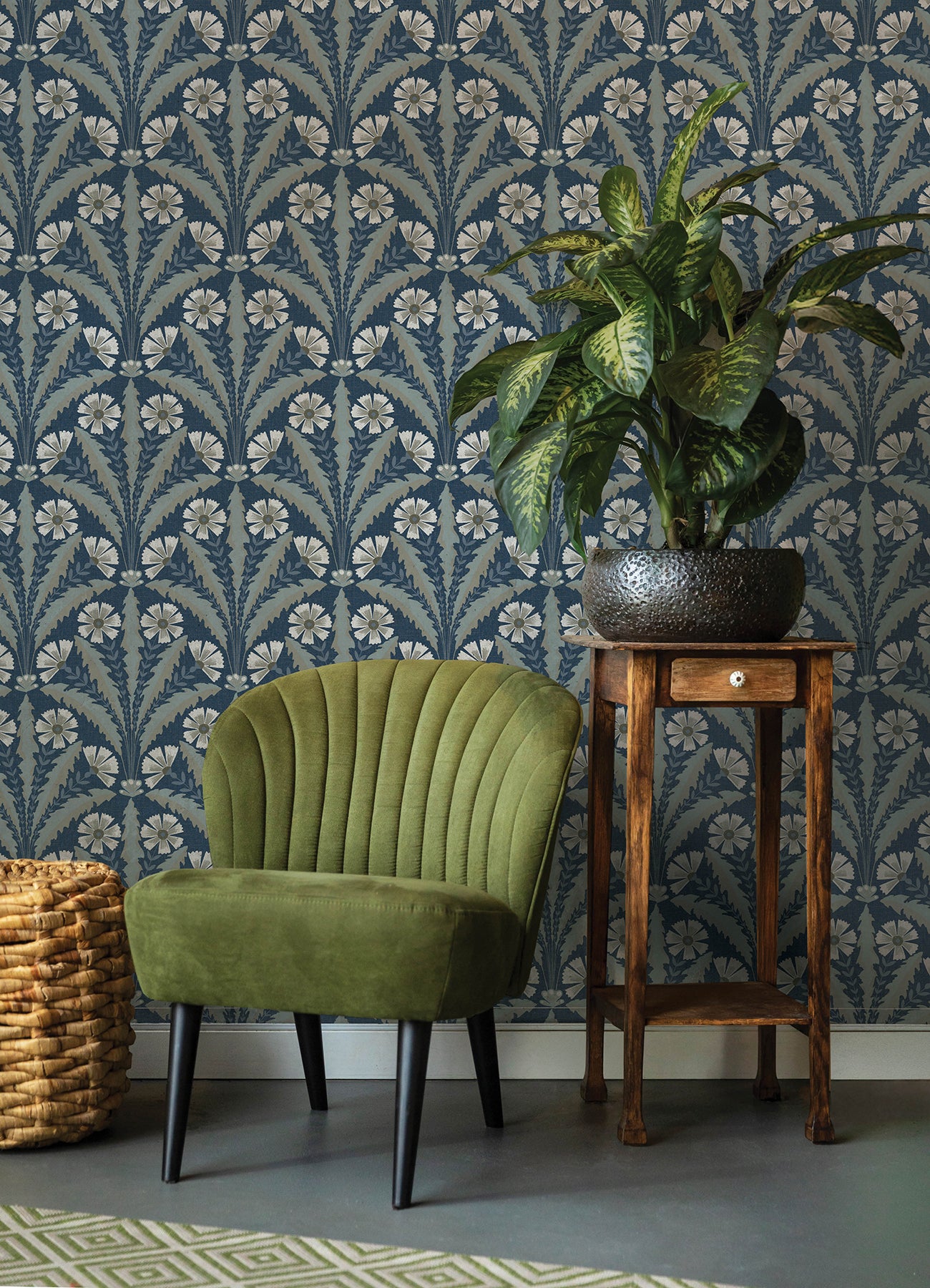 Tap Root wallpaper in dark blue color - pattern number 4169-27600 - by Chesapeake in the Oak and Moss collection