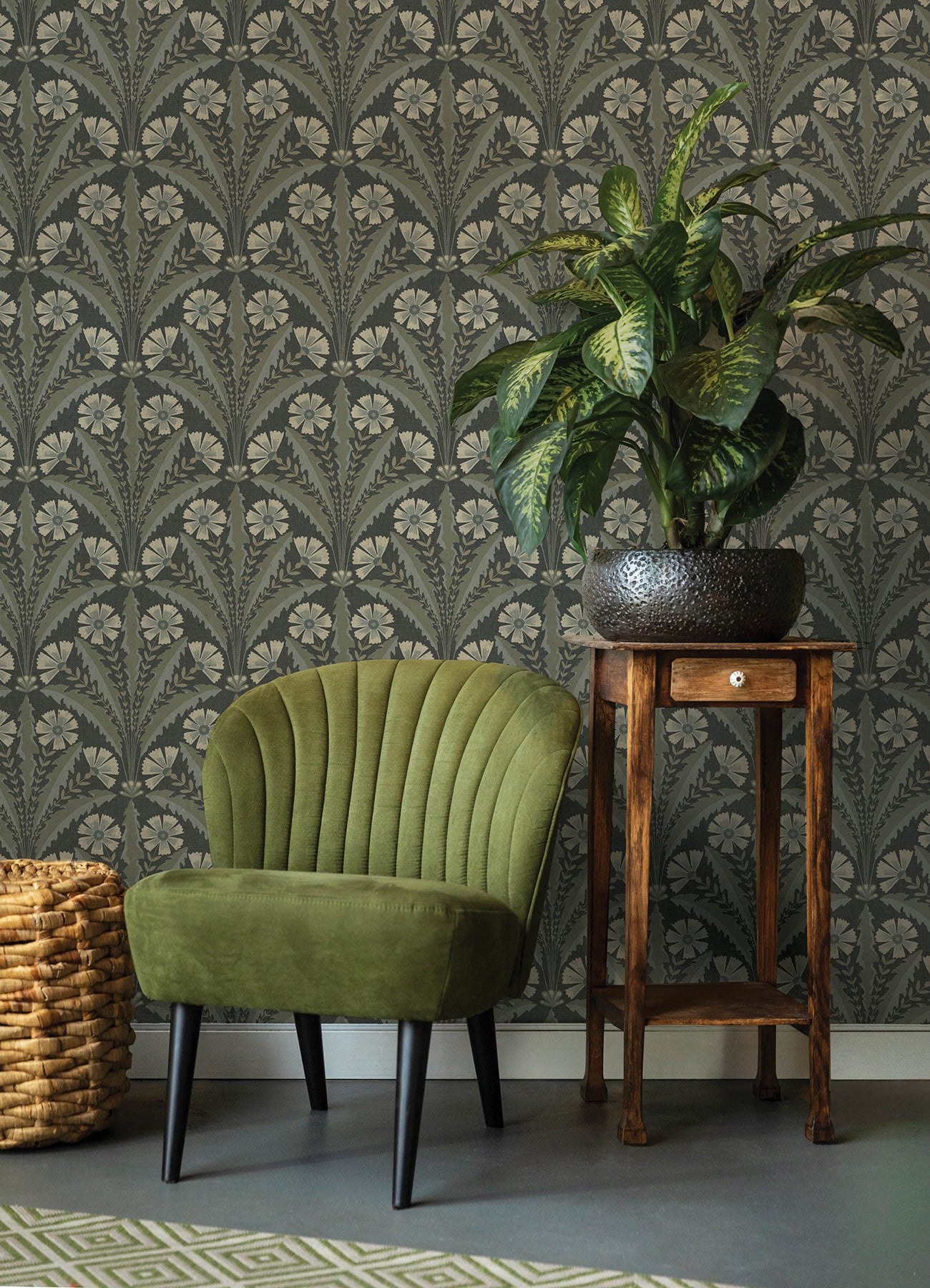 Tap Root wallpaper in charcoal color - pattern number 4169-27601 - by Chesapeake in the Oak and Moss collection