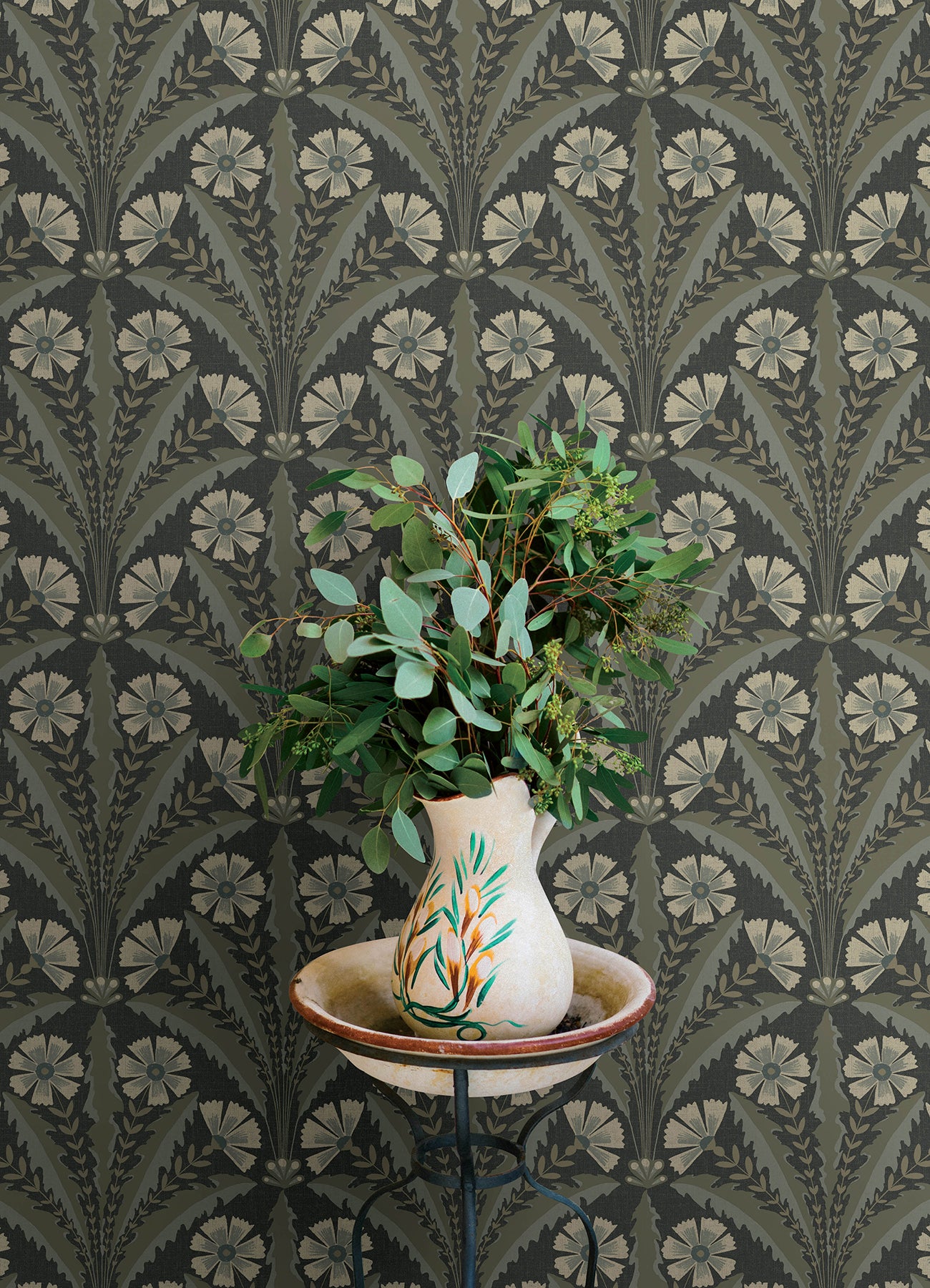 Tap Root wallpaper in charcoal color - pattern number 4169-27601 - by Chesapeake in the Oak and Moss collection