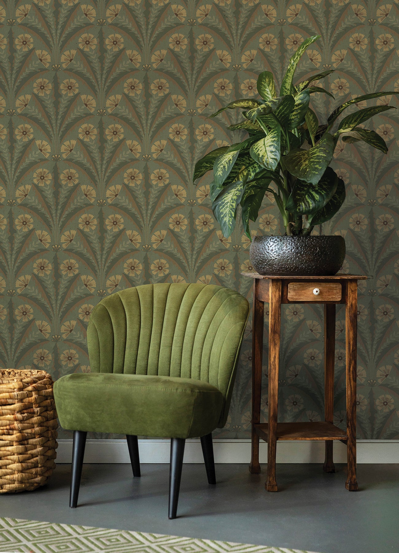 Tap Root wallpaper in green color - pattern number 4169-27604 - by Chesapeake in the Oak and Moss collection
