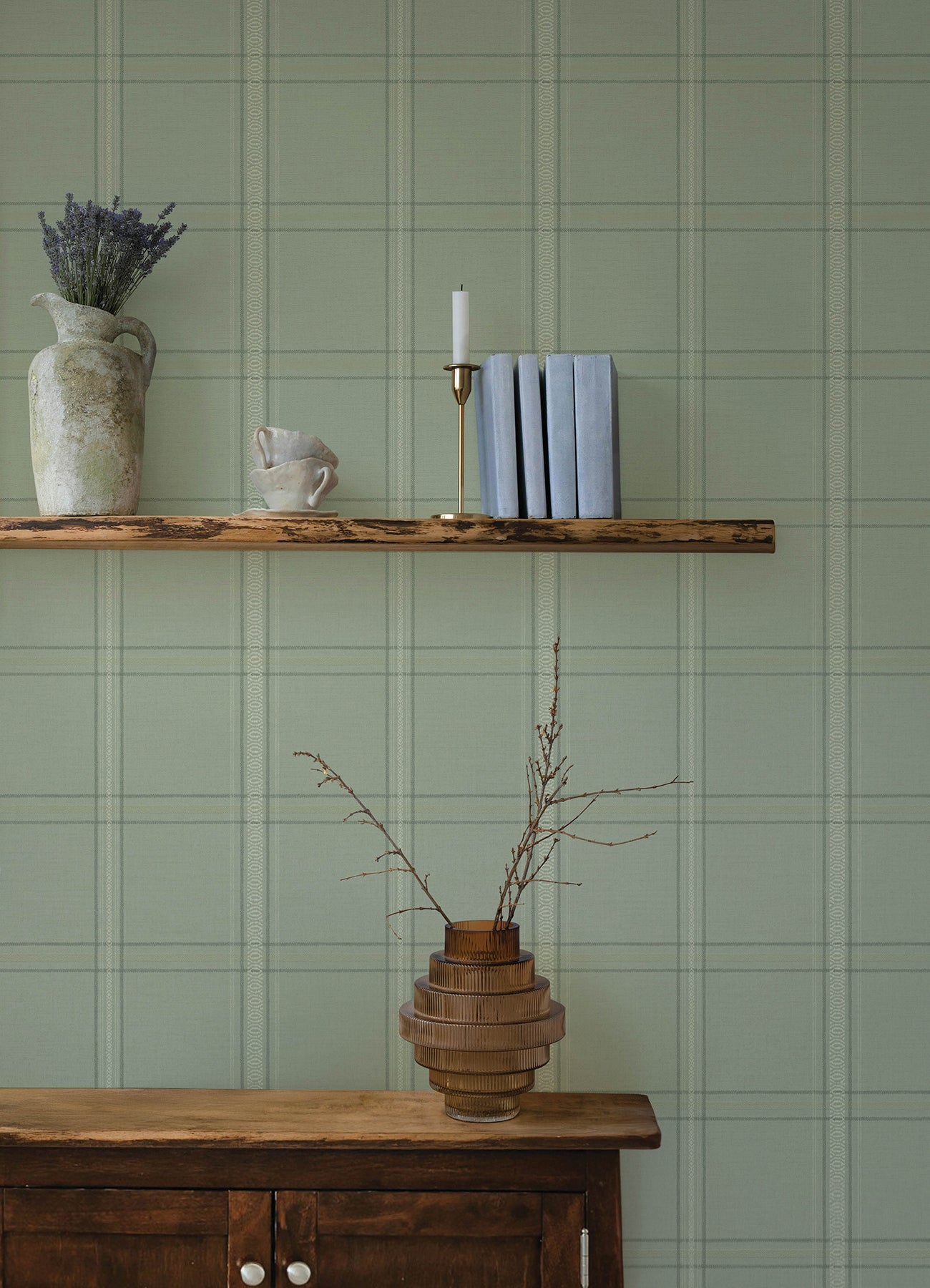 Auberge wallpaper in sage color - pattern number 4169-27609 - by Chesapeake in the Oak and Moss collection