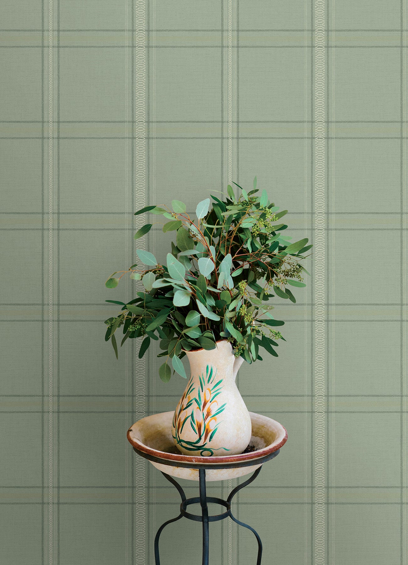 Auberge wallpaper in sage color - pattern number 4169-27609 - by Chesapeake in the Oak and Moss collection