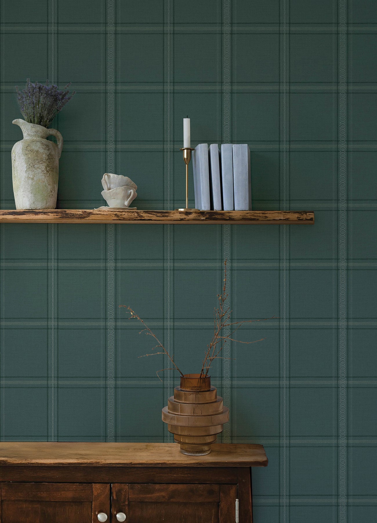 Auberge wallpaper in teal color - pattern number 4169-27610 - by Chesapeake in the Oak and Moss collection