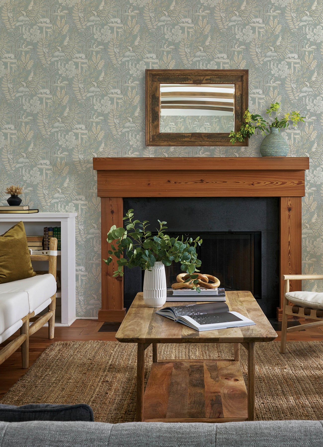 Holt wallpaper in seafoam color - pattern number 4169-83104 - by Chesapeake in the Oak and Moss collection