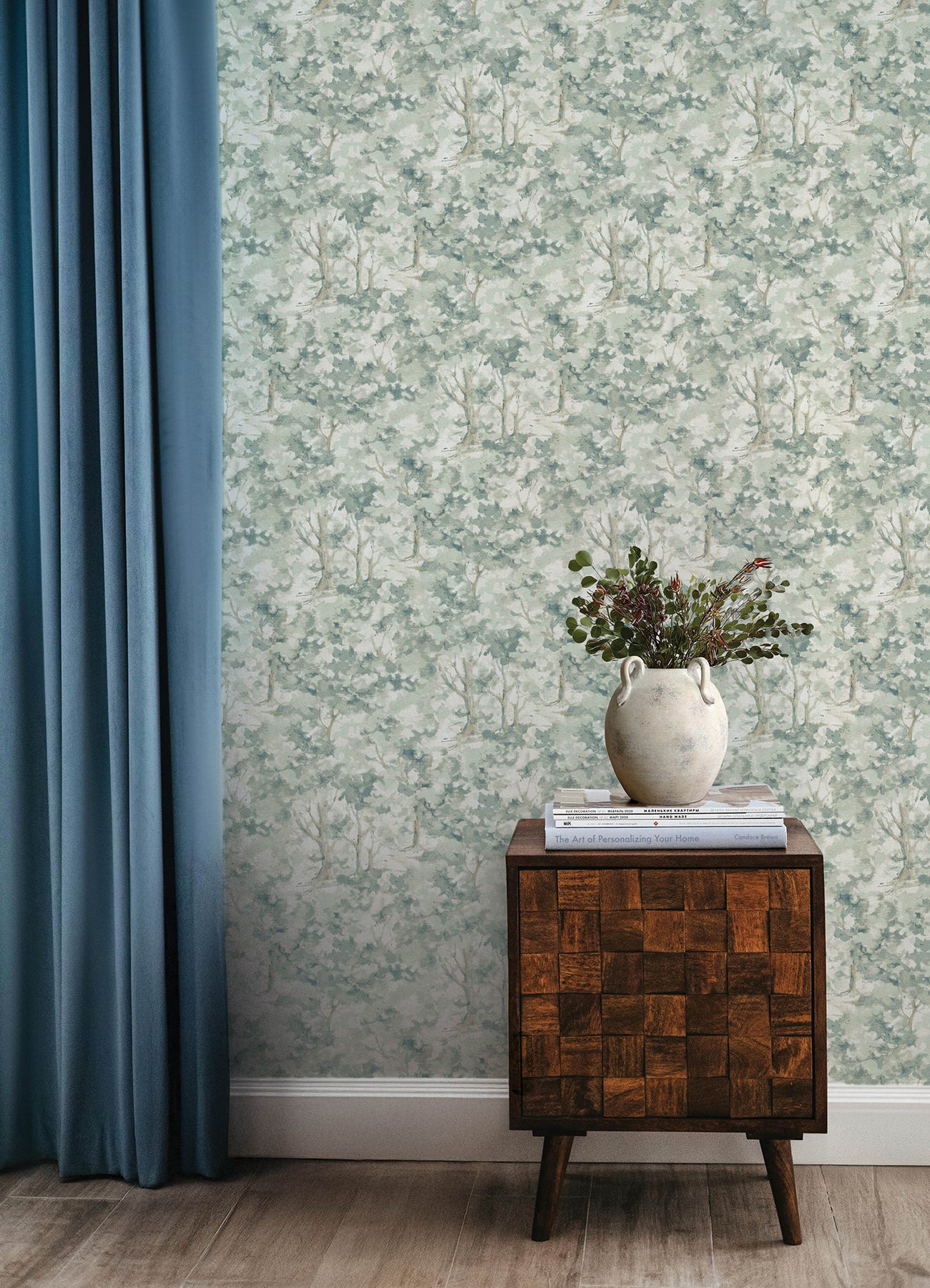 Thicket wallpaper in teal color - pattern number 4169-83111 - by Chesapeake in the Oak and Moss collection