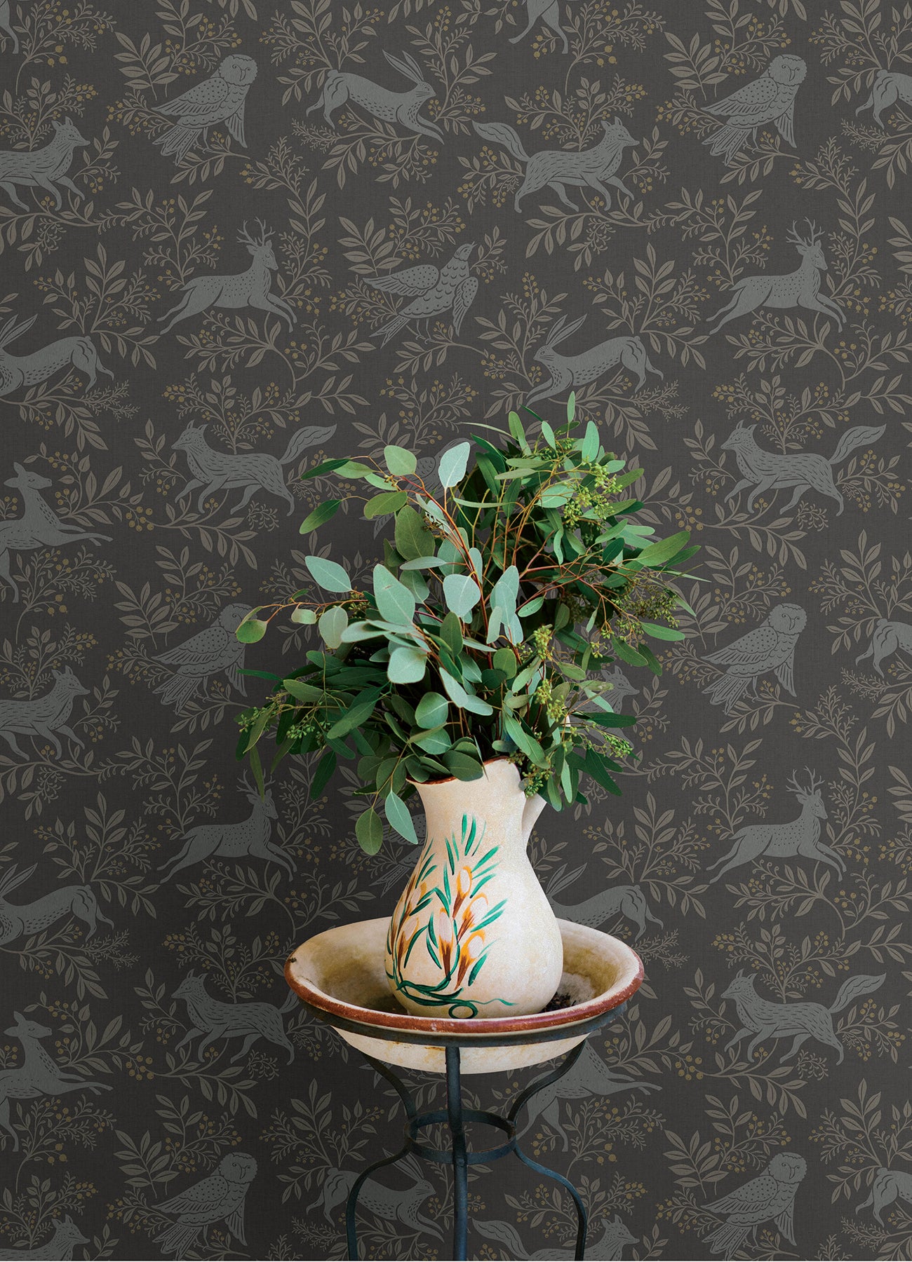 Revelry wallpaper in black color - pattern number 4169-83114 - by Chesapeake in the Oak and Moss collection