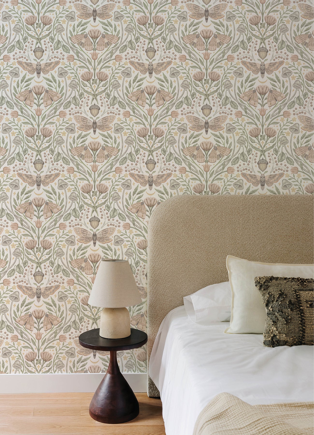 Mystic Moth wallpaper in blush color - pattern number 4169-83119 - by Chesapeake in the Oak and Moss collection
