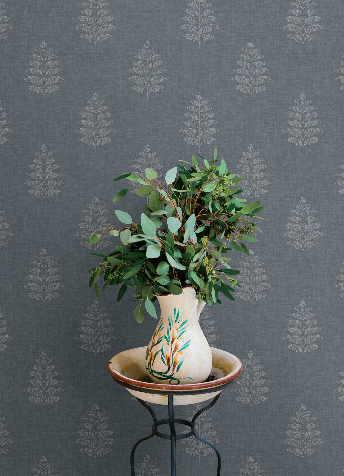 Frond wallpaper in denim color - pattern number 4169-83127 - by Chesapeake in the Oak and Moss collection