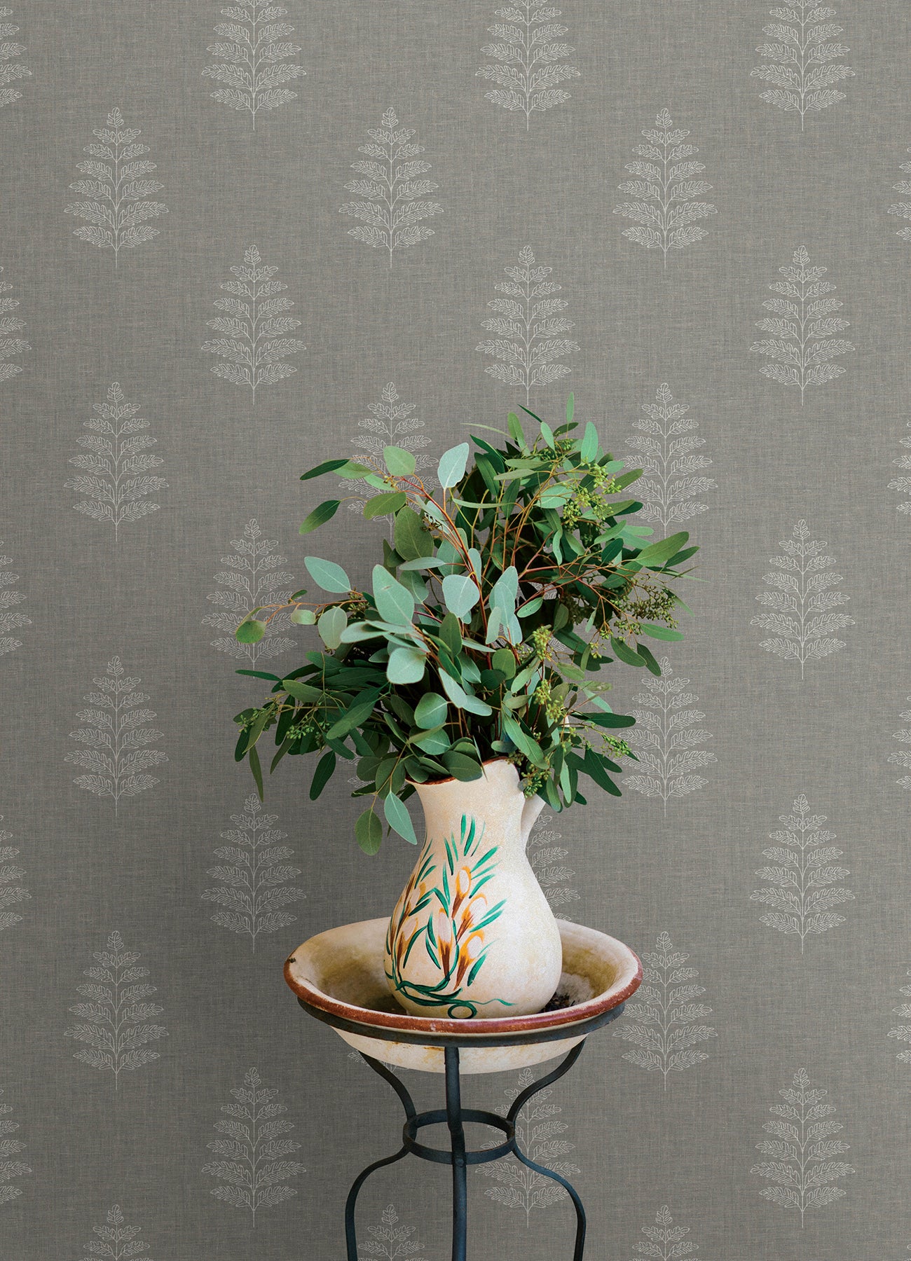 Frond wallpaper in charcoal color - pattern number 4169-83128 - by Chesapeake in the Oak and Moss collection