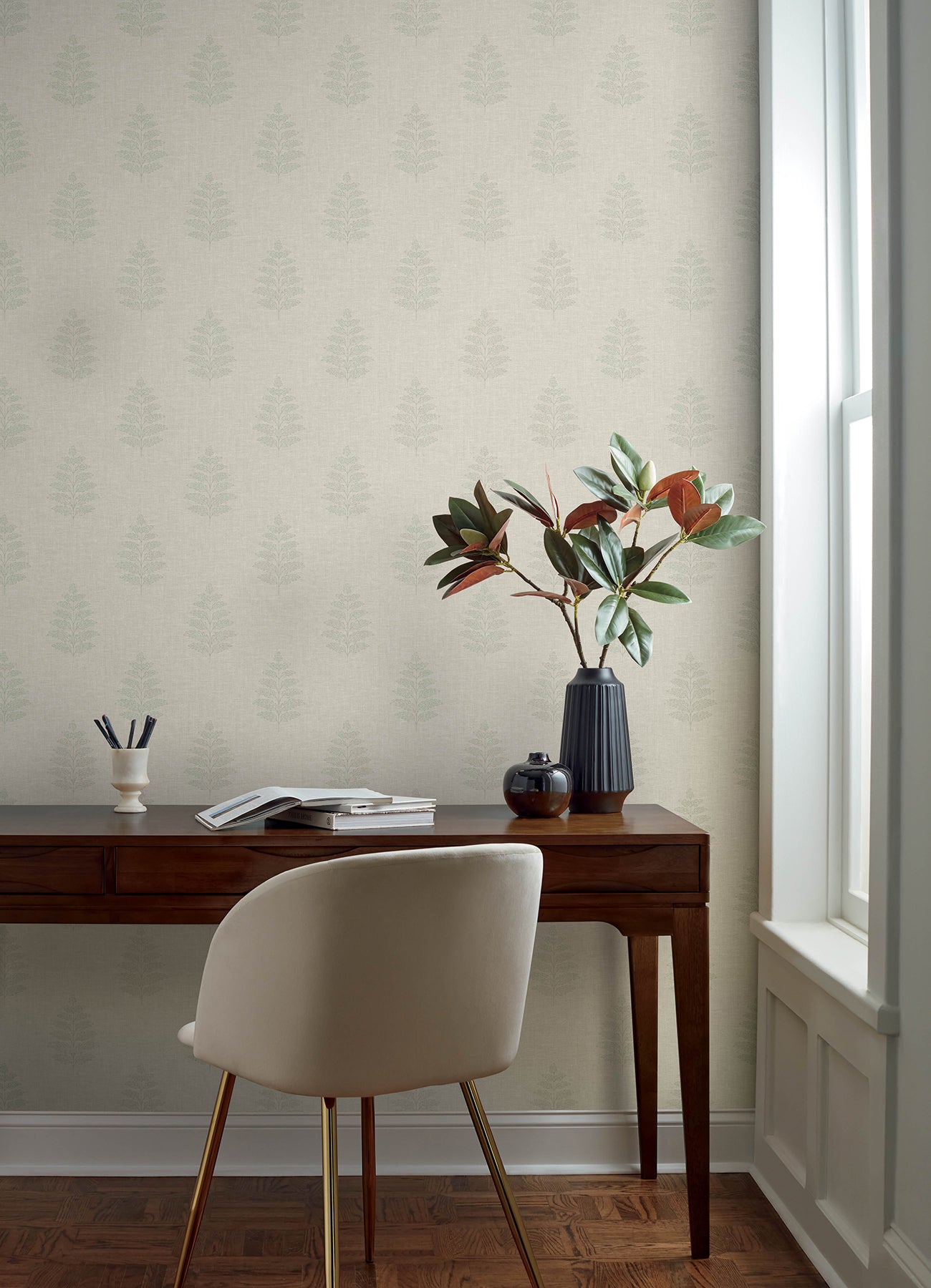 Frond wallpaper in beige color - pattern number 4169-83129 - by Chesapeake in the Oak and Moss collection