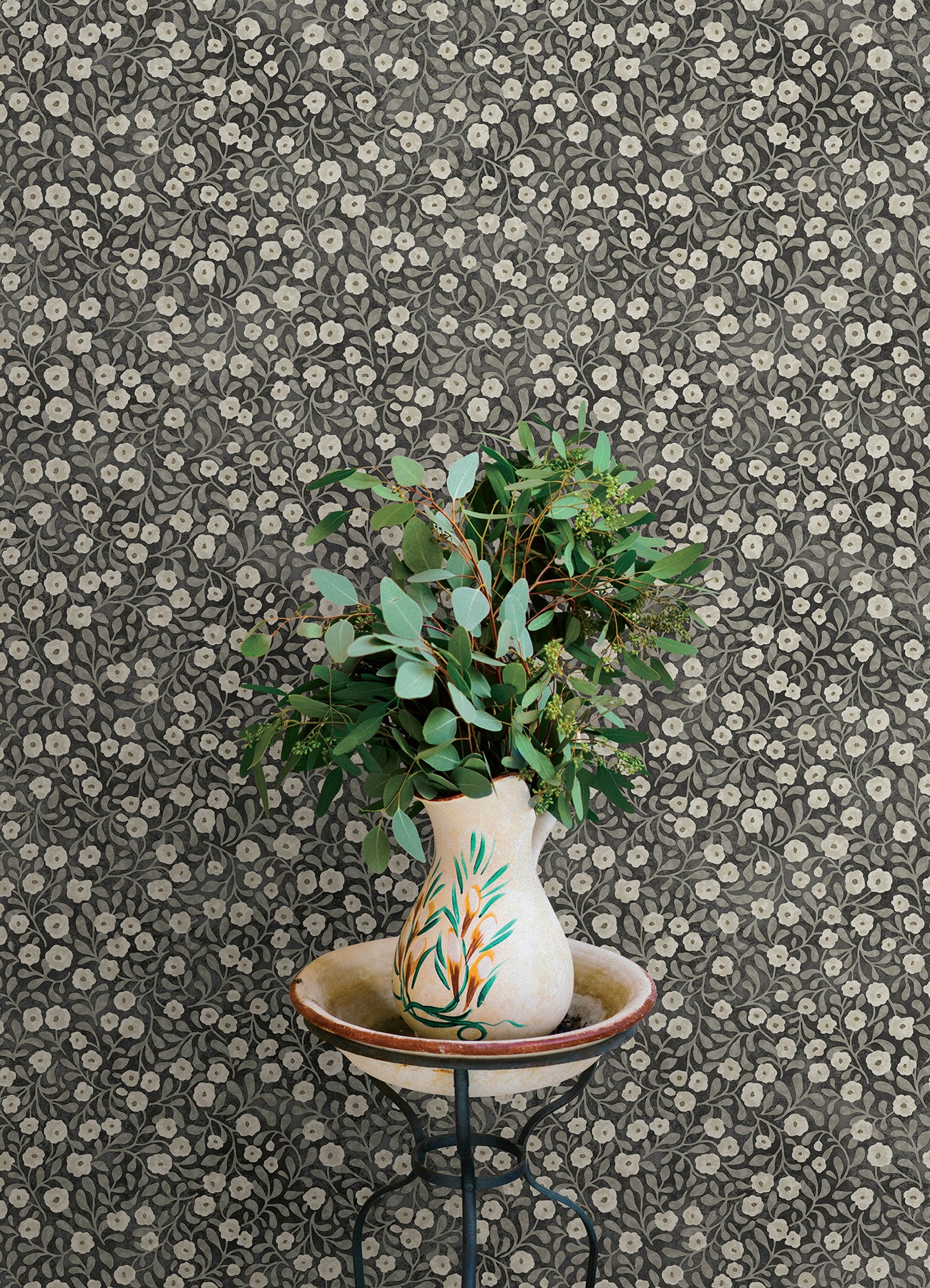Poppy Trail wallpaper in black color - pattern number 4169-83133 - by Chesapeake in the Oak and Moss collection
