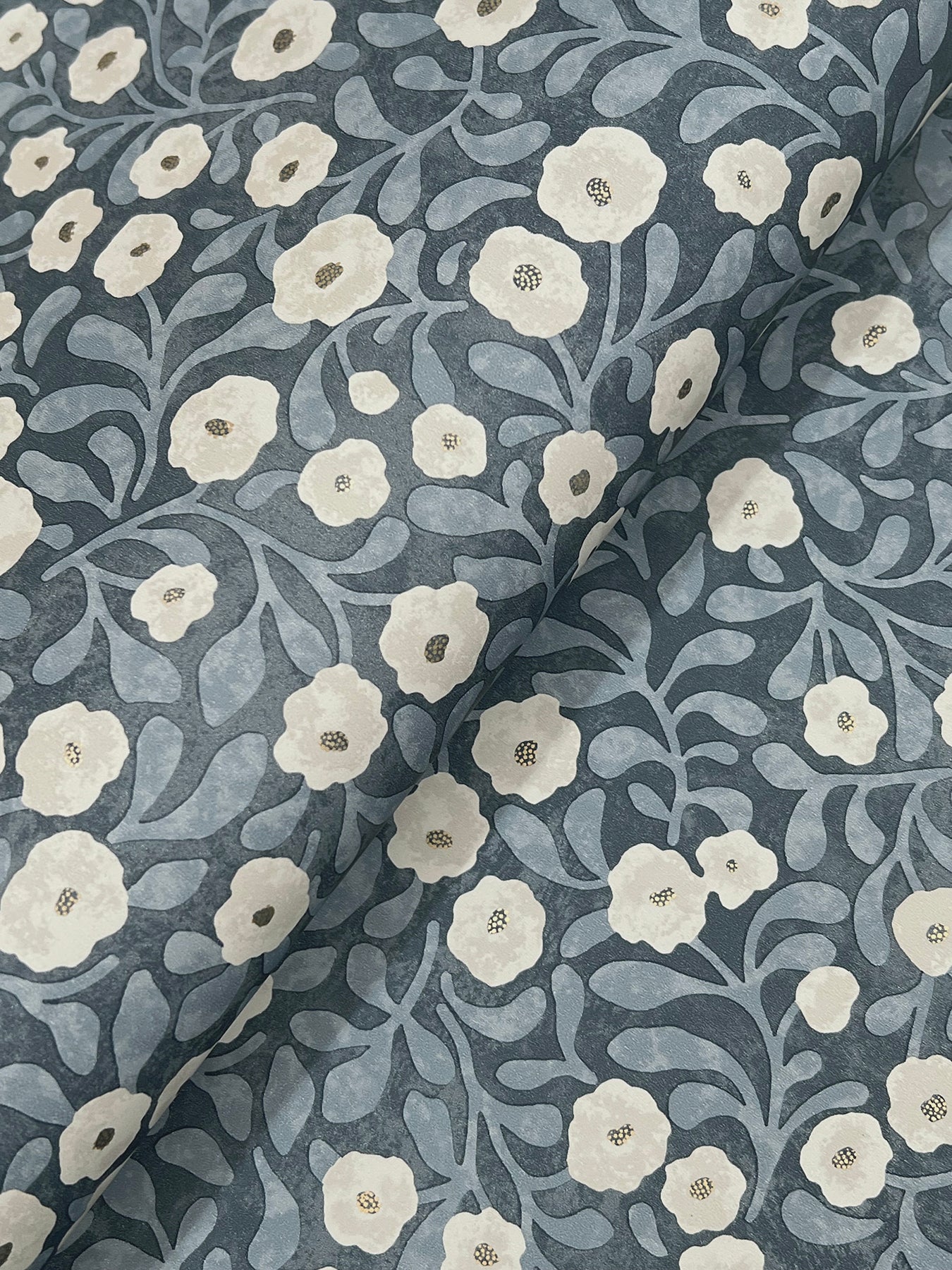 Poppy Trail wallpaper in dark blue color - pattern number 4169-83135 - by Chesapeake in the Oak and Moss collection