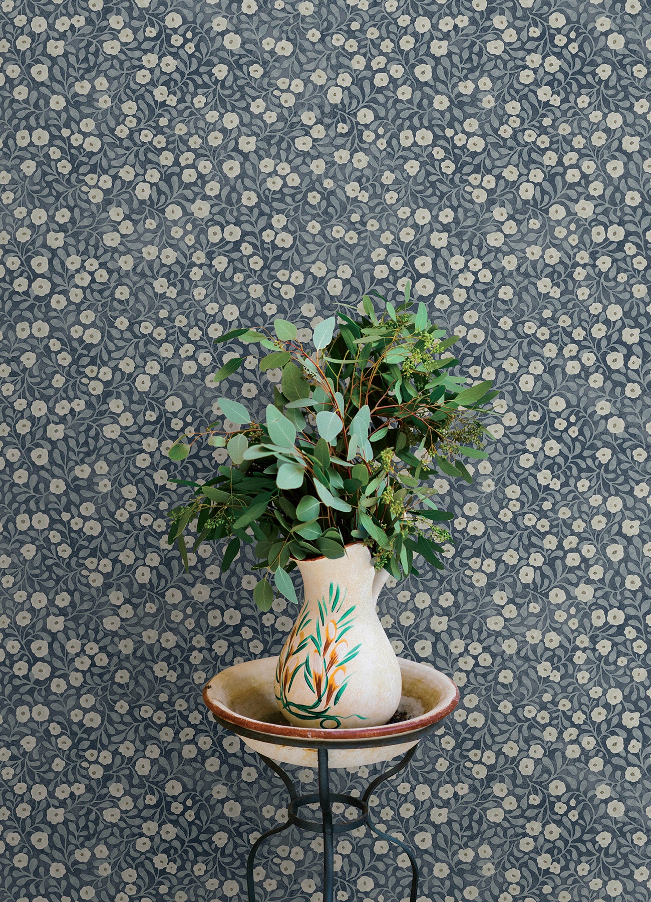 Poppy Trail wallpaper in dark blue color - pattern number 4169-83135 - by Chesapeake in the Oak and Moss collection