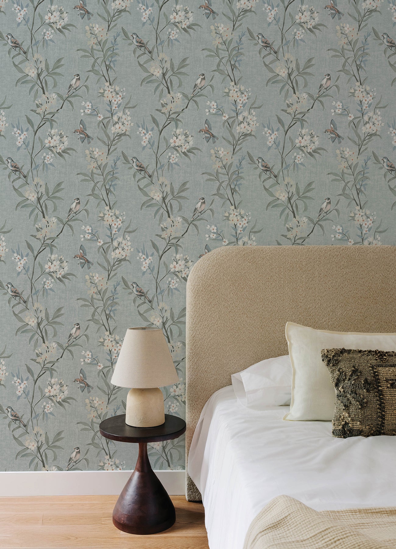 Tea Olive wallpaper in blue color - pattern number 4169-83139 - by Chesapeake in the Oak and Moss collection