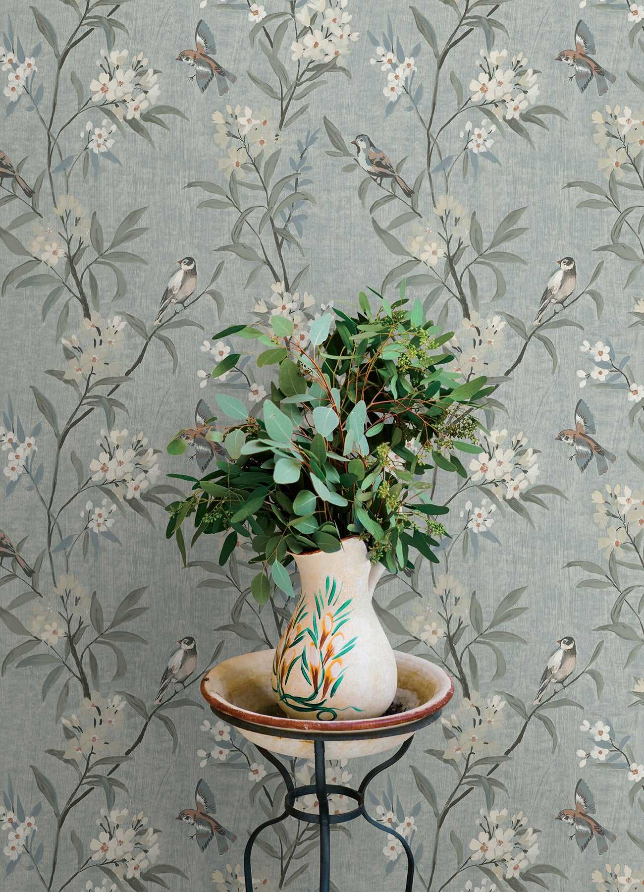 Tea Olive wallpaper in blue color - pattern number 4169-83139 - by Chesapeake in the Oak and Moss collection