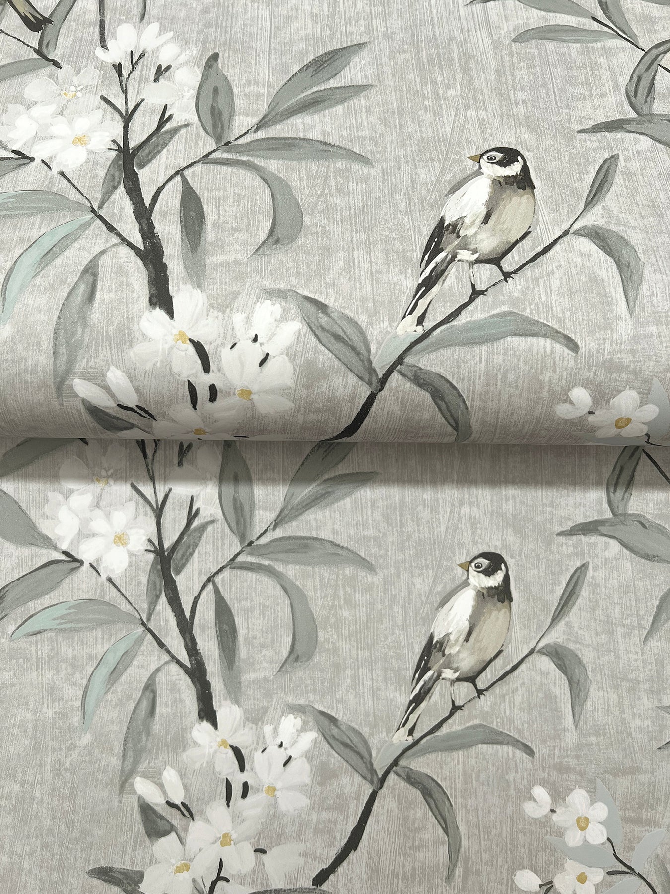 Tea Olive wallpaper in gray color - pattern number 4169-83141 - by Chesapeake in the Oak and Moss collection