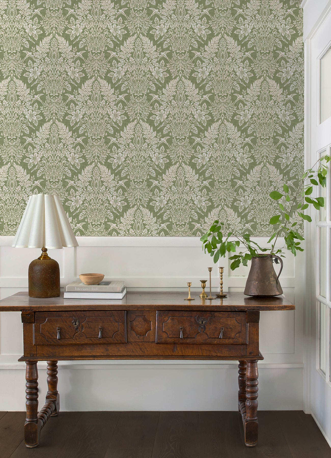 Finch wallpaper in light green color - pattern number 4173-27620 - by A Street Prints in the Chris Loves Julia collection