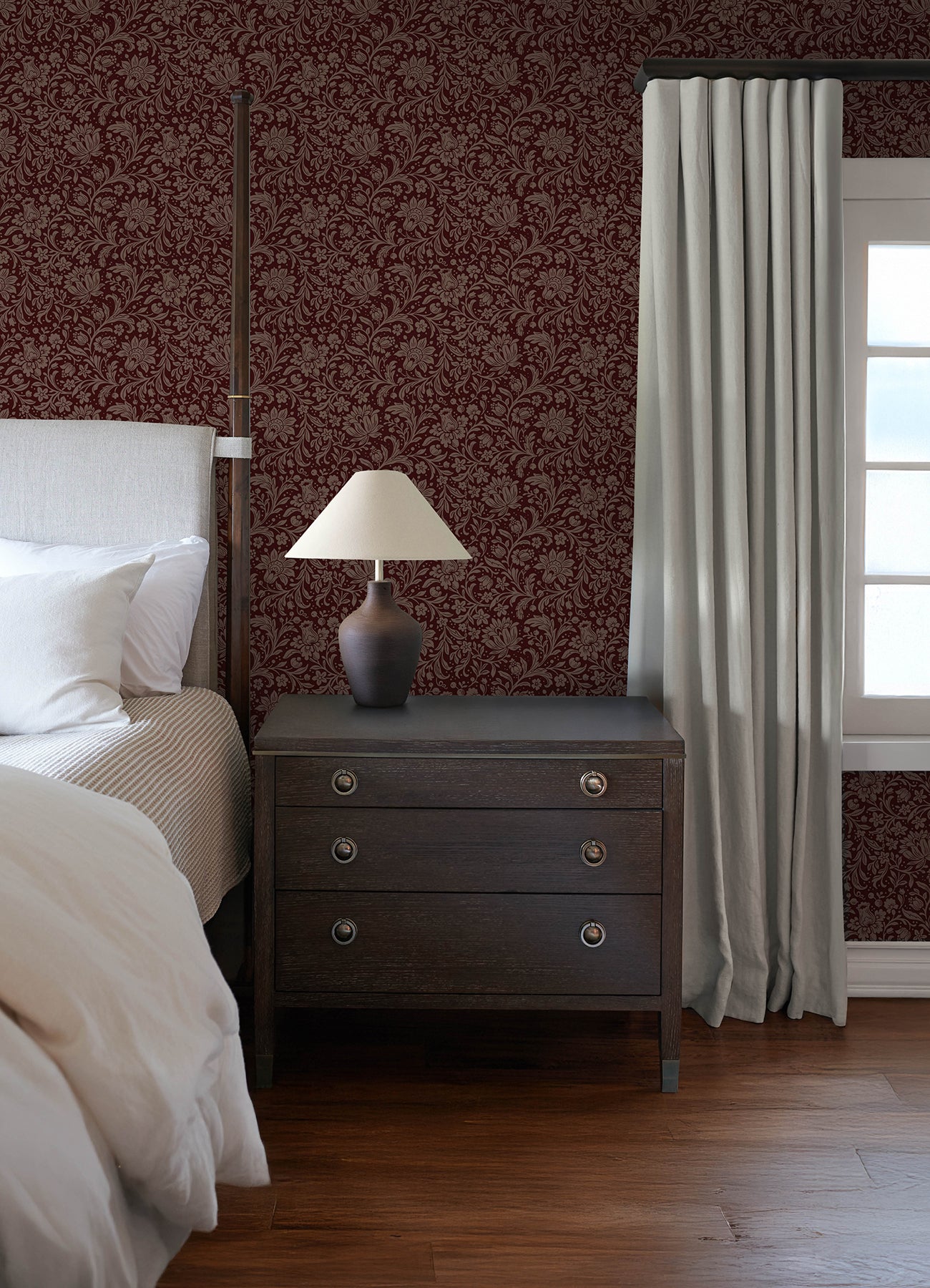 Hague wallpaper in burgundy color - pattern number 4173-27627 - by A Street Prints in the Chris Loves Julia collection
