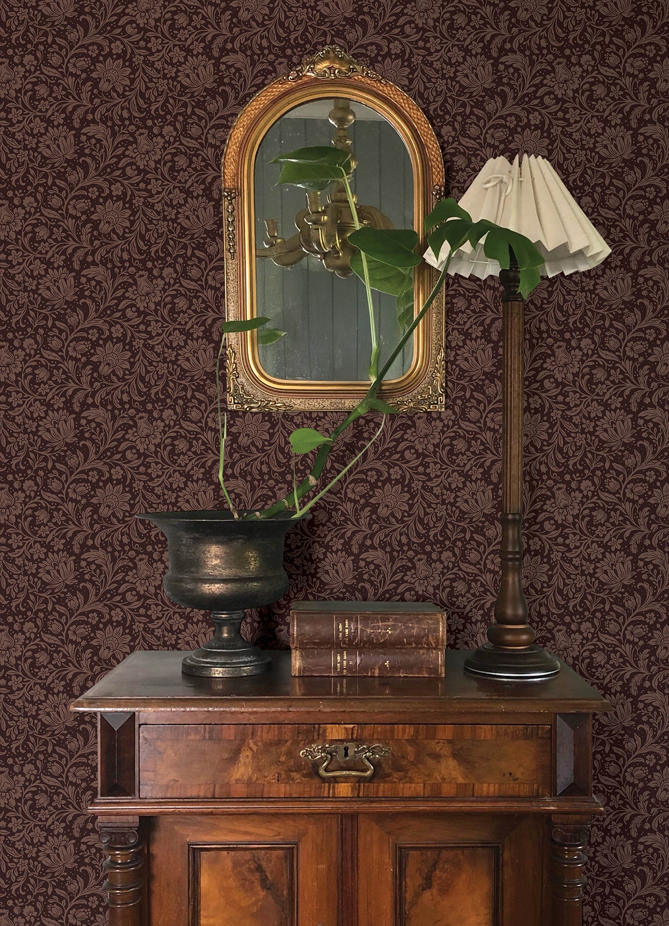 Hague wallpaper in burgundy color - pattern number 4173-27627 - by A Street Prints in the Chris Loves Julia collection