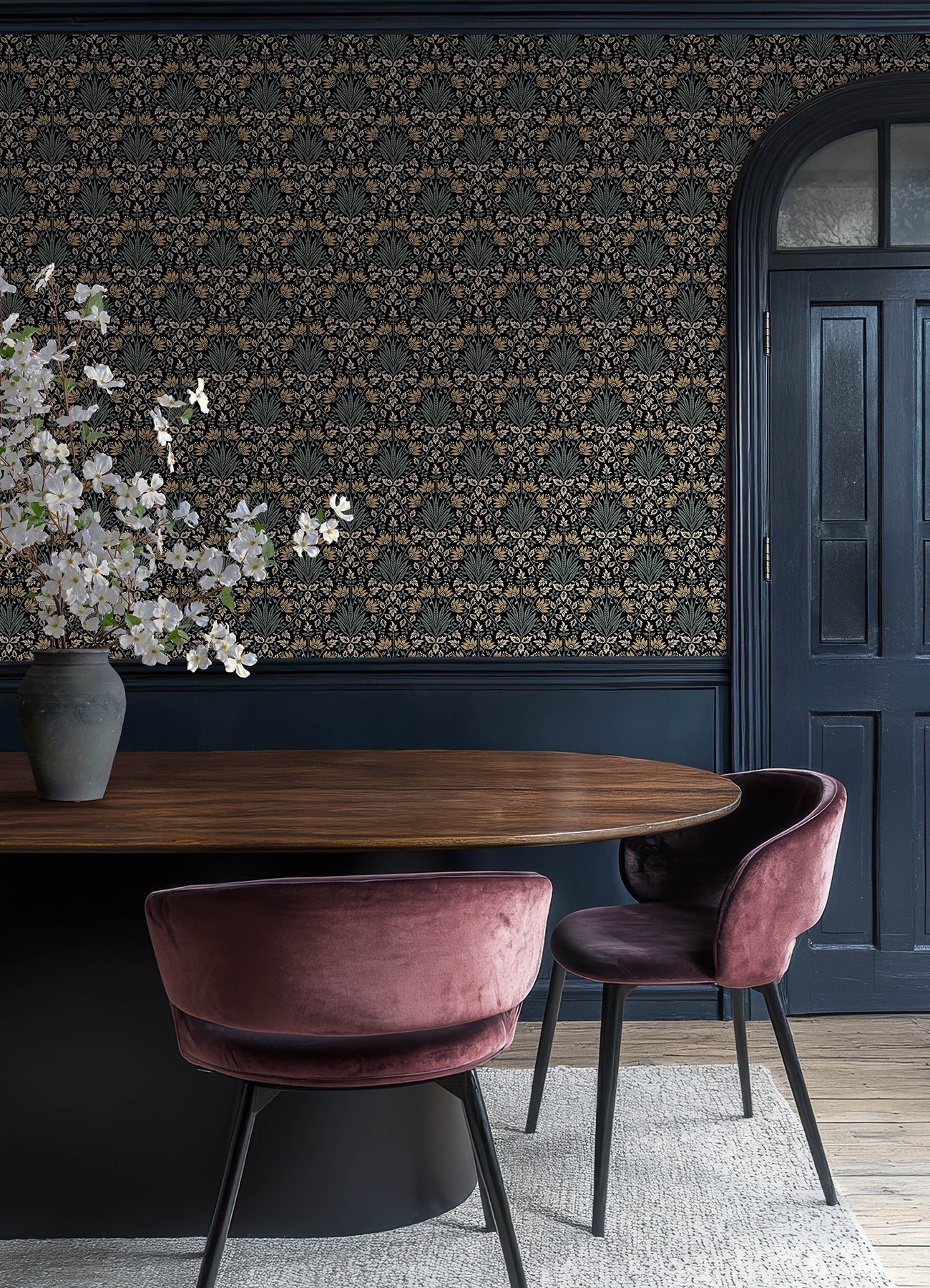 Woodbury wallpaper in black color - pattern number 4173-27630 - by A Street Prints in the Chris Loves Julia collection