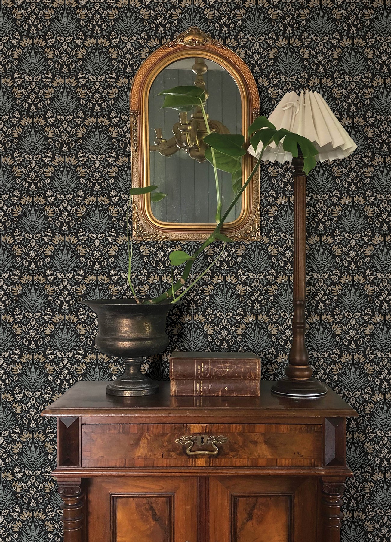 Woodbury wallpaper in black color - pattern number 4173-27630 - by A Street Prints in the Chris Loves Julia collection