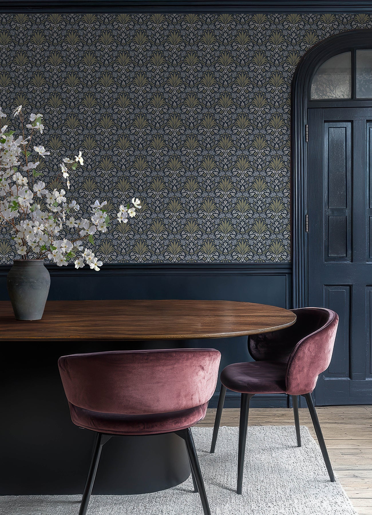 Woodbury wallpaper in navy color - pattern number 4173-27634 - by A Street Prints in the Chris Loves Julia collection
