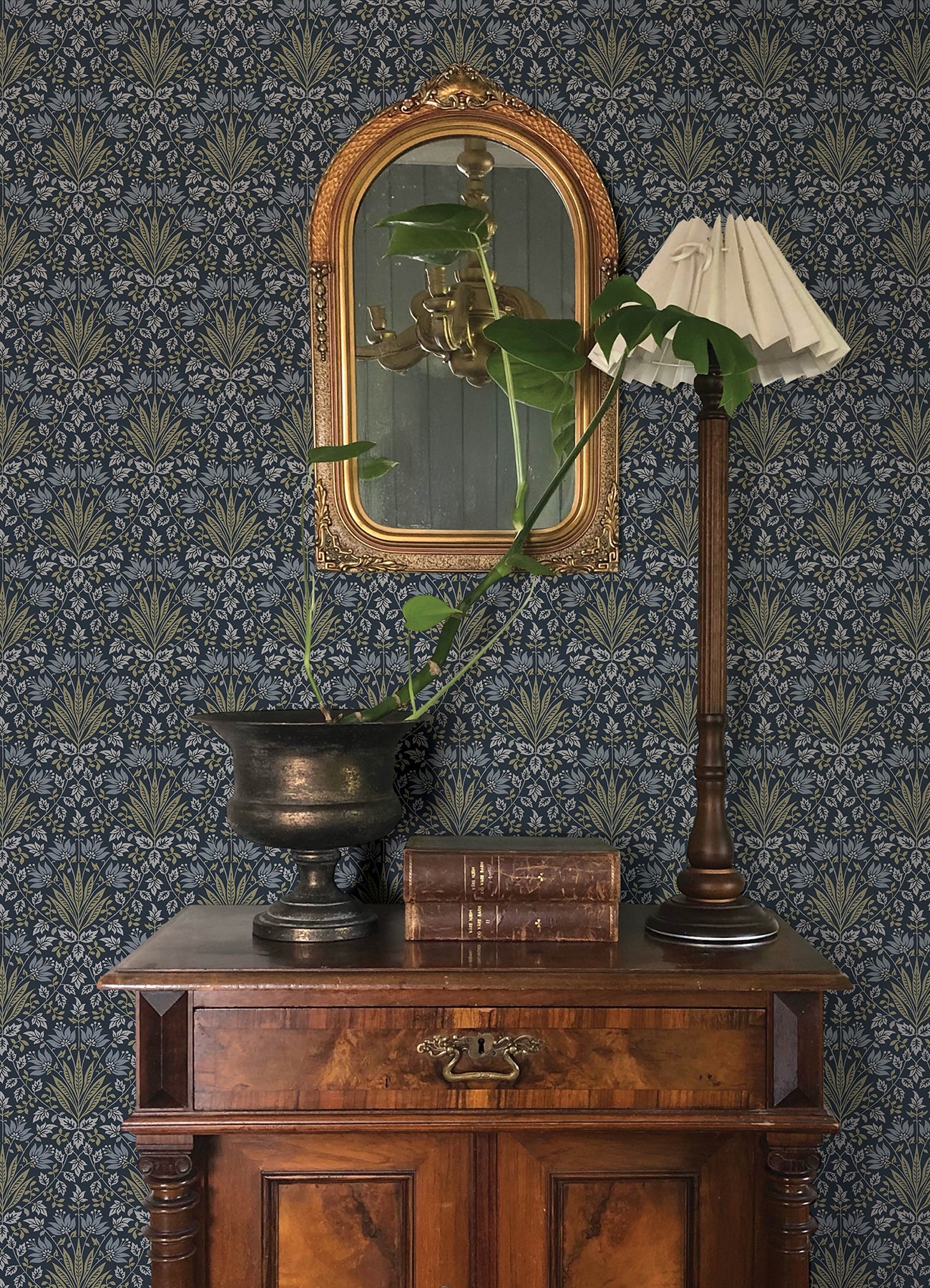 Woodbury wallpaper in navy color - pattern number 4173-27634 - by A Street Prints in the Chris Loves Julia collection