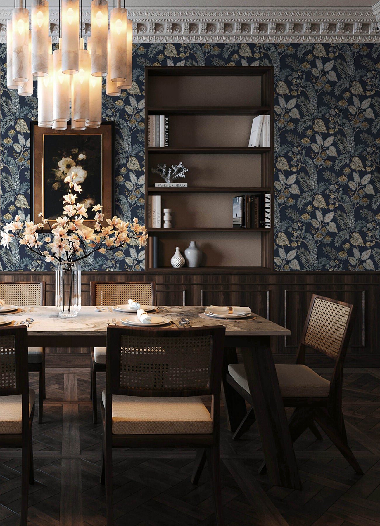 Geneva wallpaper in dark blue color - pattern number 4173-27643 - by A Street Prints in the Chris Loves Julia collection
