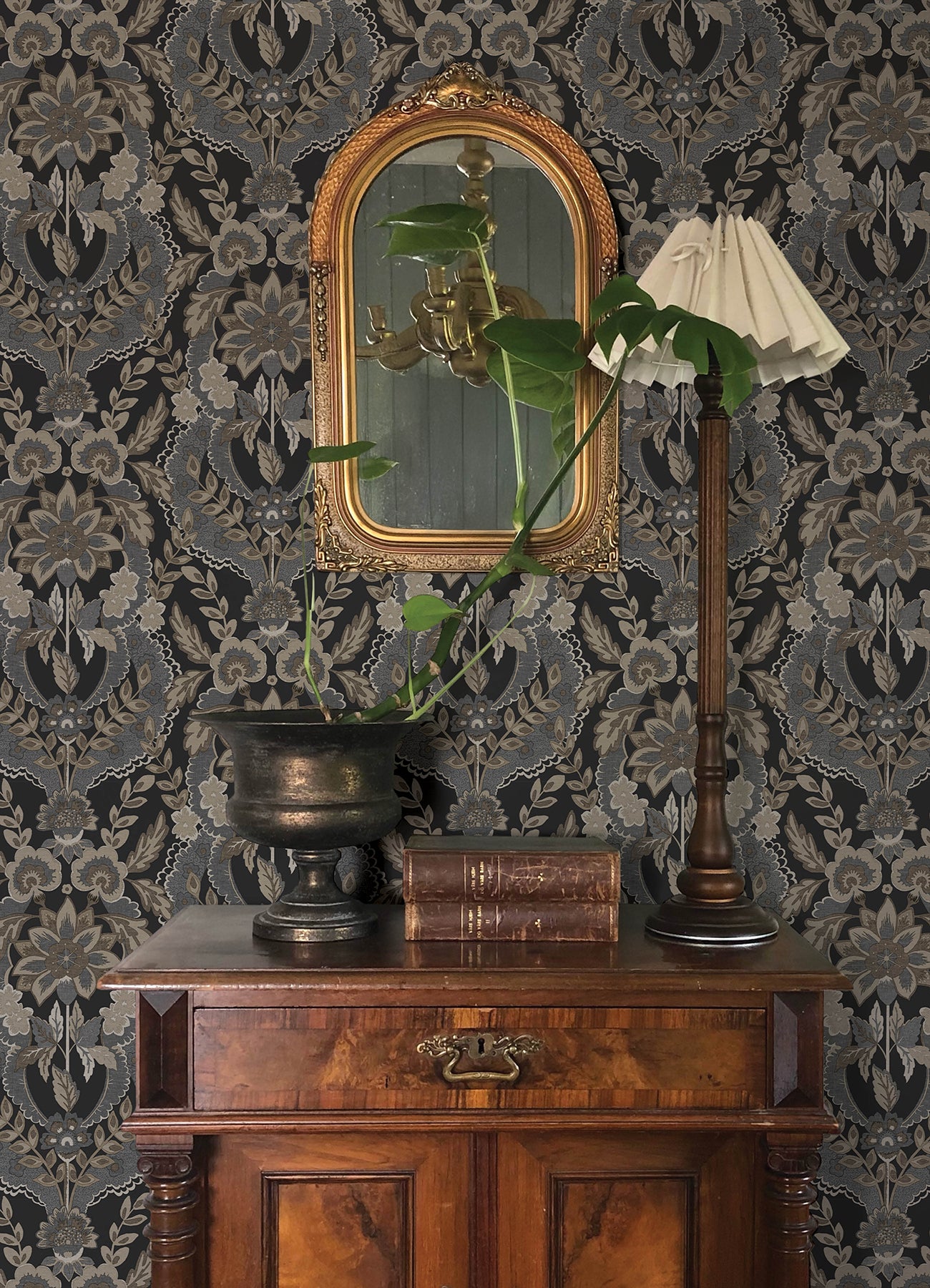 Collins wallpaper in charcoal color - pattern number 4173-27654 - by A Street Prints in the Chris Loves Julia collection