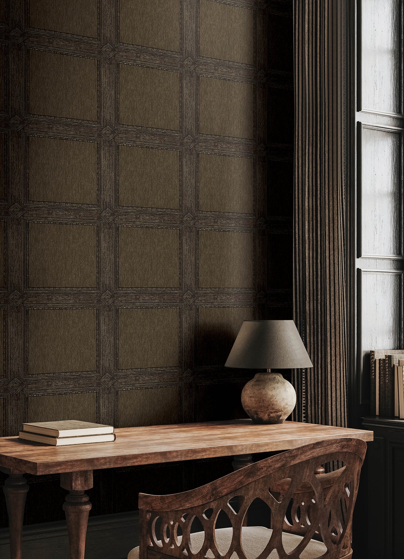 Moorland wallpaper in dark brown color - pattern number 4173-27659 - by A Street Prints in the Chris Loves Julia collection