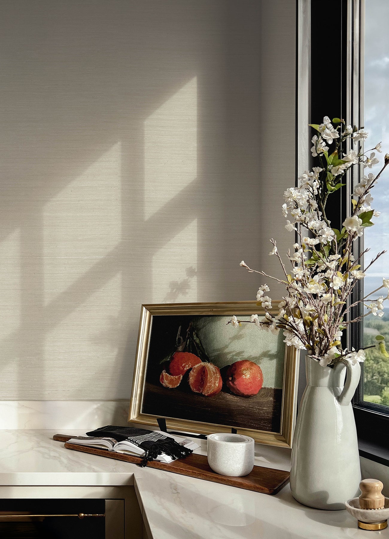 Mycroft wallpaper in pearl color - pattern number 4173-82100 - by A Street Prints in the Chris Loves Julia collection
