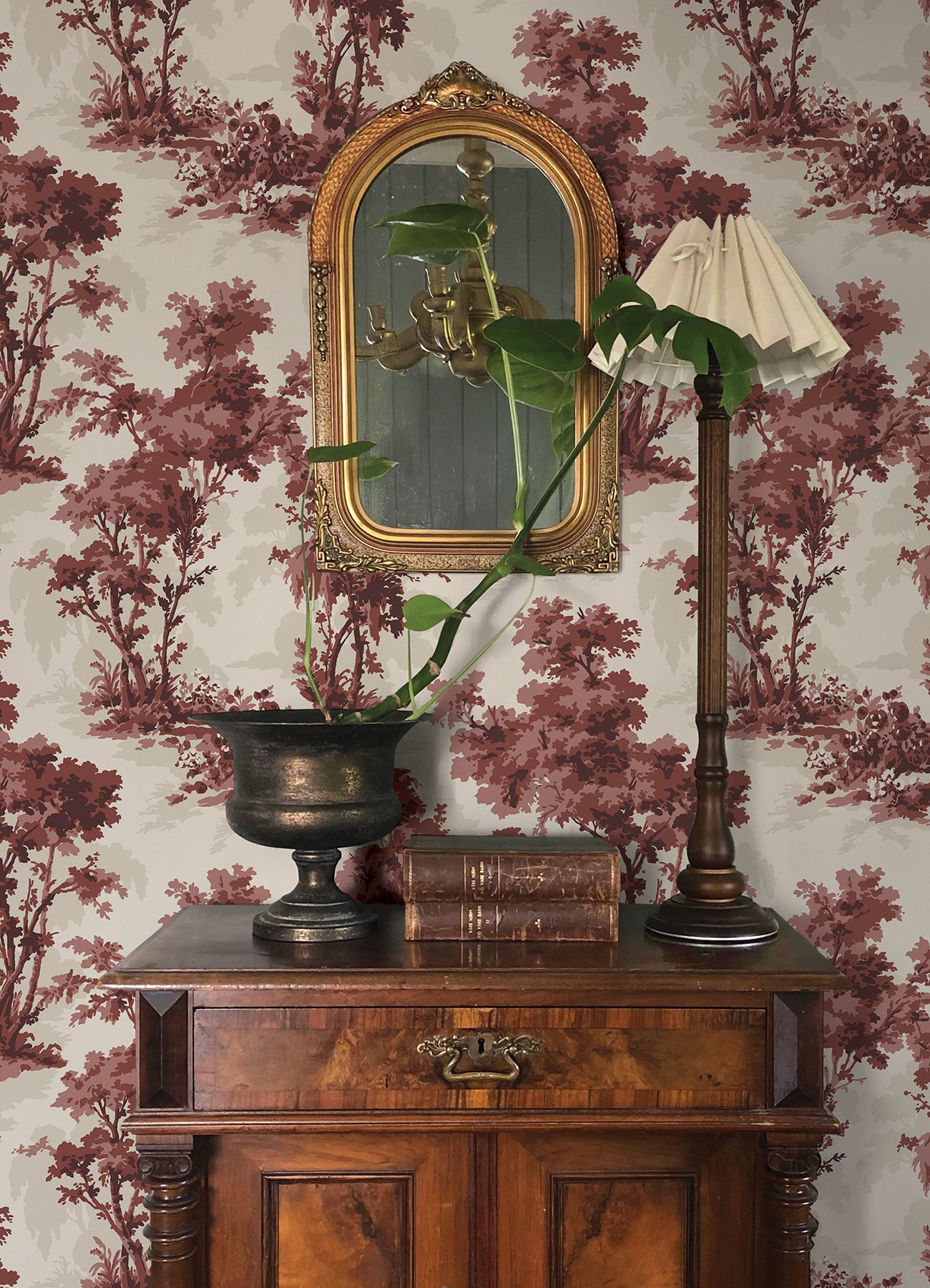 Sainsbury wallpaper in ruby color - pattern number 4173-82106 - by A Street Prints in the Chris Loves Julia collection