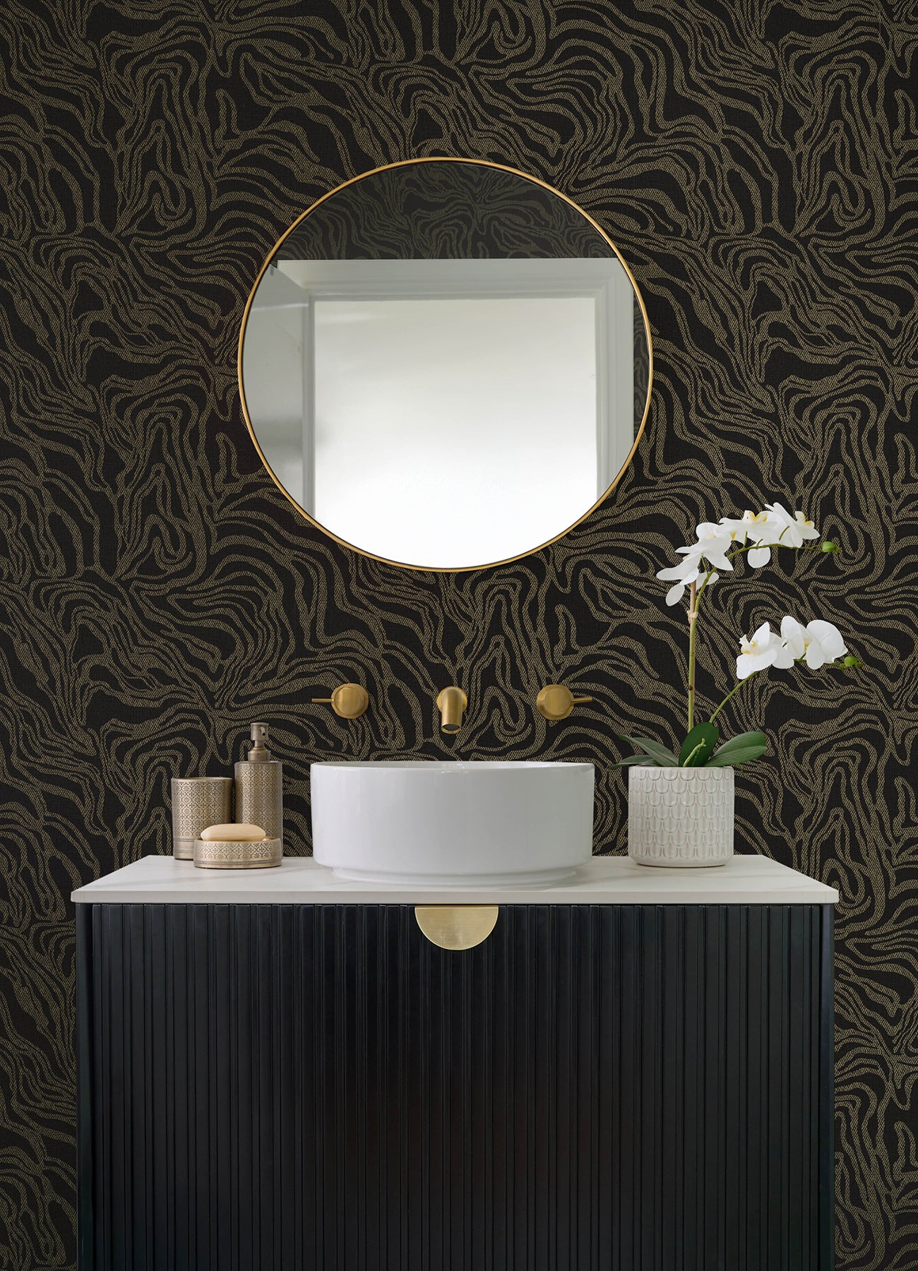 Massar wallpaper in black color - pattern number 4177-27709 - by A Street Prints in the Drew and Jonathan Home Fifth Edition collection