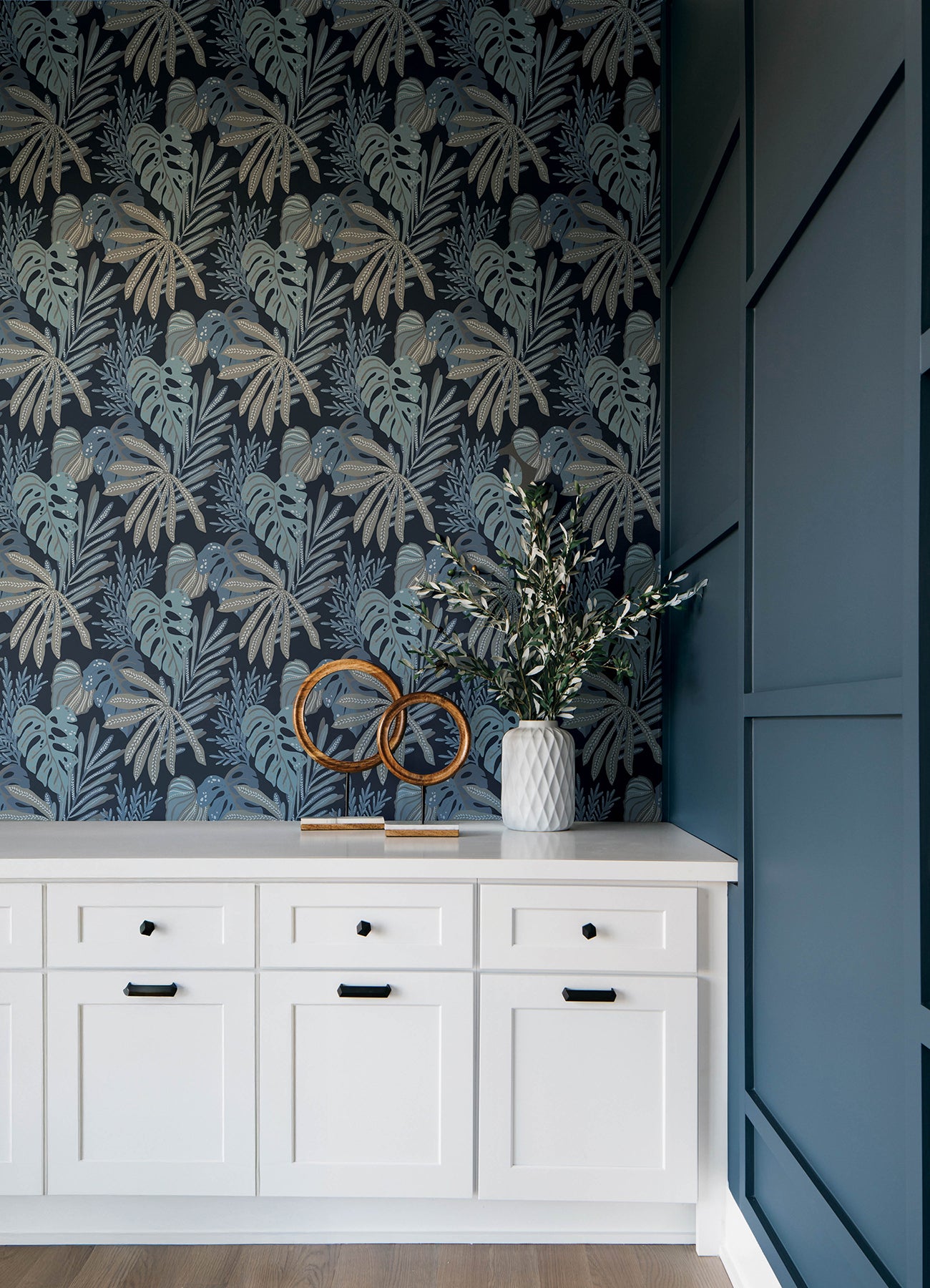 Alocasia wallpaper in blue color - pattern number 4177-27735 - by A Street Prints in the Drew and Jonathan Home Fifth Edition collection