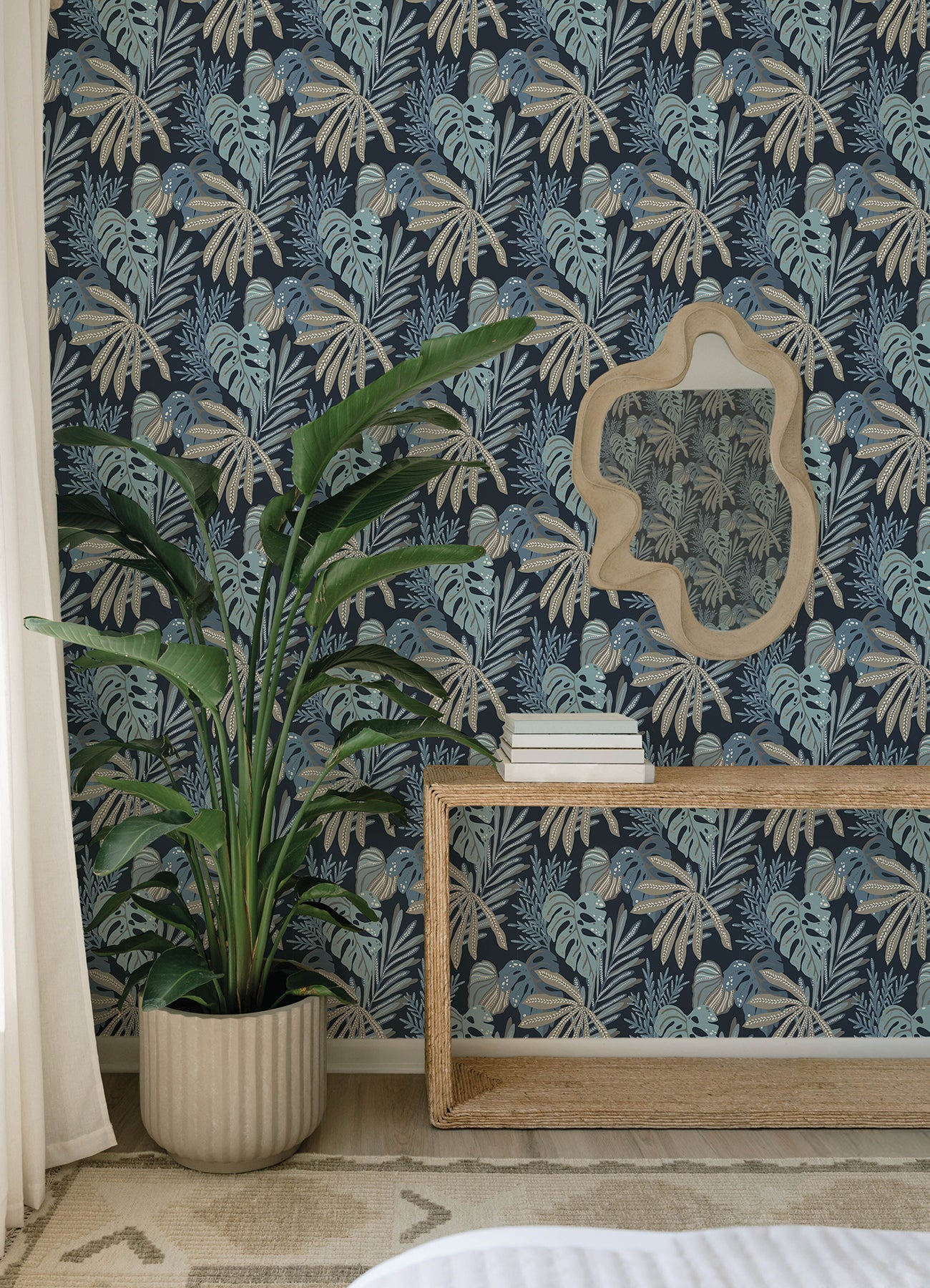 Alocasia wallpaper in blue color - pattern number 4177-27735 - by A Street Prints in the Drew and Jonathan Home Fifth Edition collection