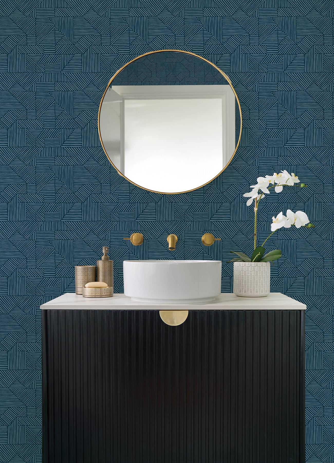 Crescendo wallpaper in dark blue color - pattern number 4177-83301 - by A Street Prints in the Drew and Jonathan Home Fifth Edition collection