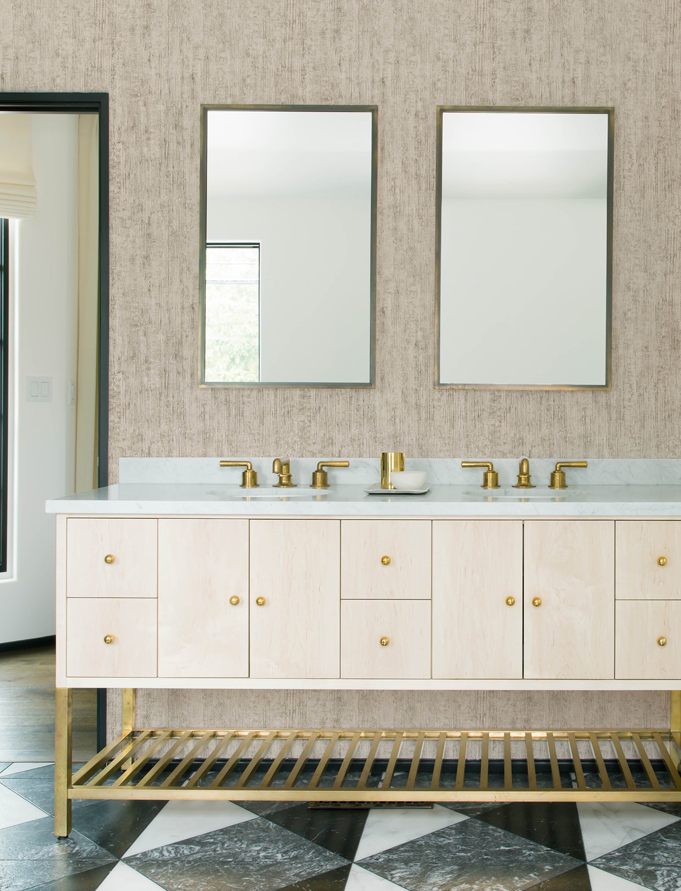 Ramona fabric in beige color - pattern number 4191-83003 - by Chesapeake in the Kitchen &amp; Bath collection