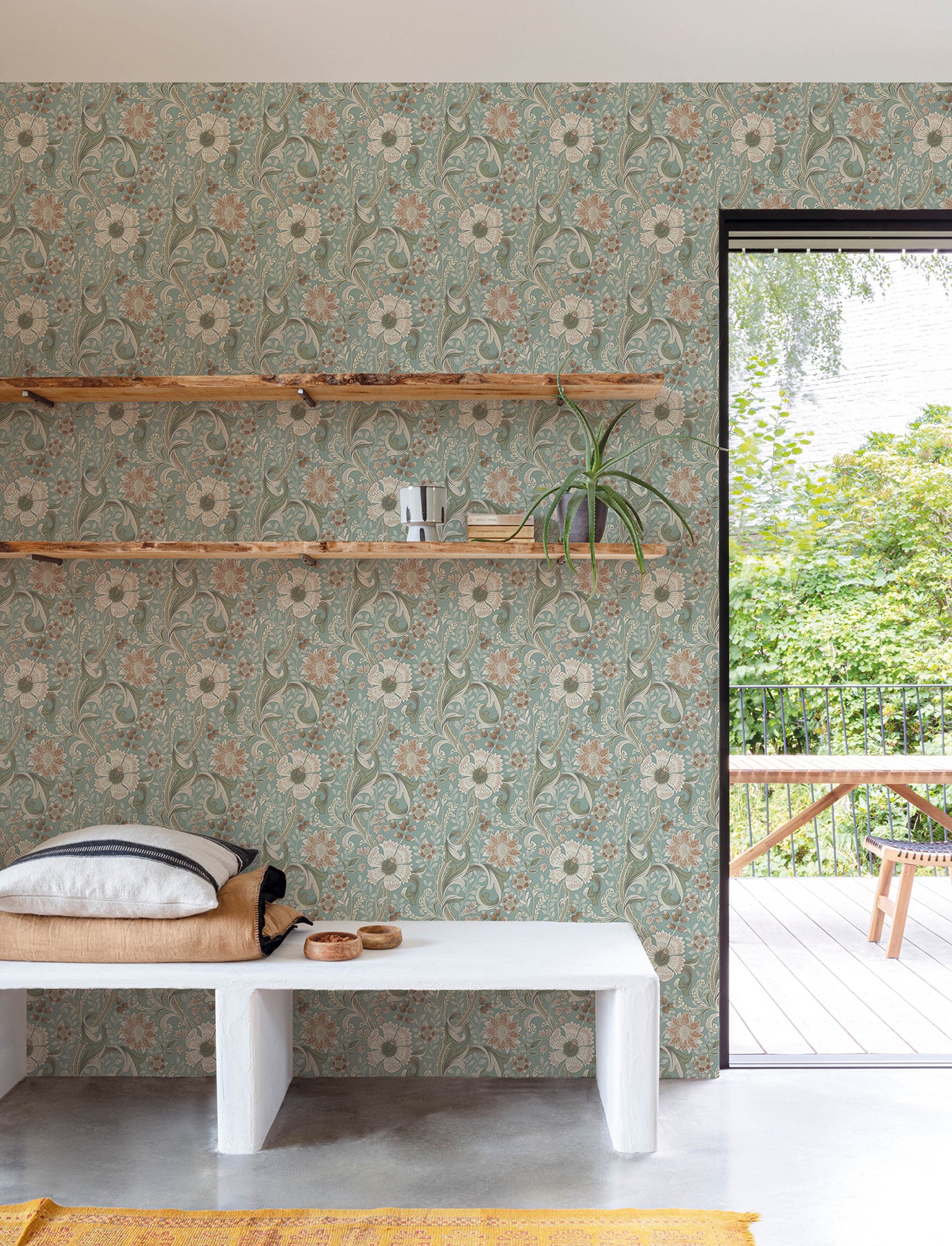 Liora wallpaper in aqua color - pattern number 4191-83013 - by Chesapeake in the Kitchen &amp; Bath collection