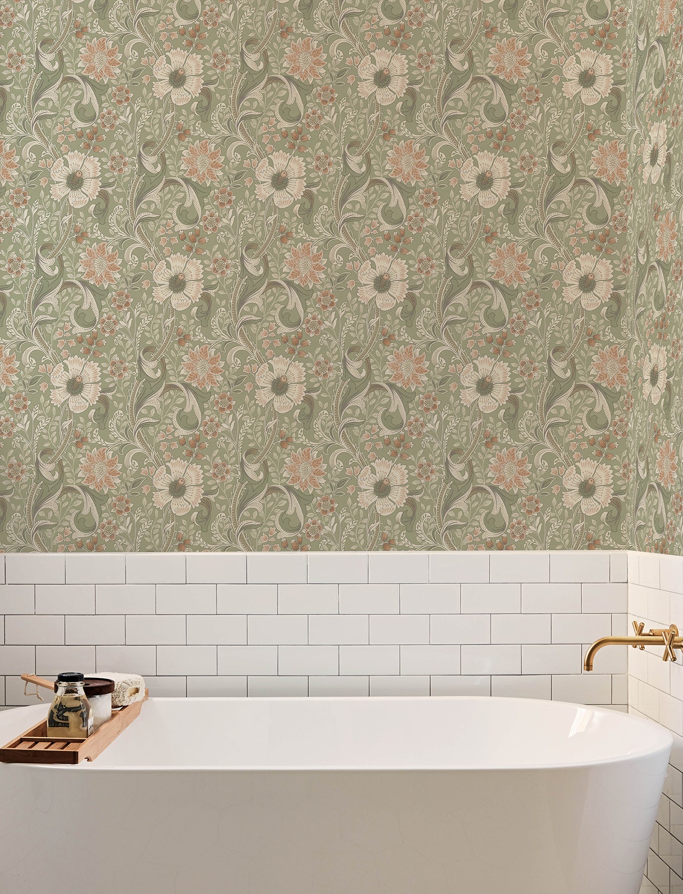 Liora wallpaper in green color - pattern number 4191-83014 - by Chesapeake in the Kitchen &amp; Bath collection