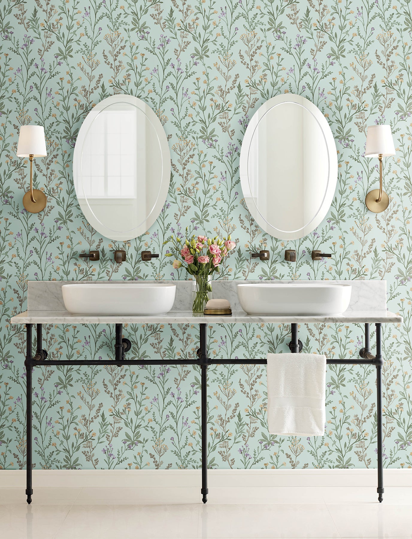 Laverne wallpaper in aquamarine color - pattern number 4191-83018 - by Chesapeake in the Kitchen &amp; Bath collection