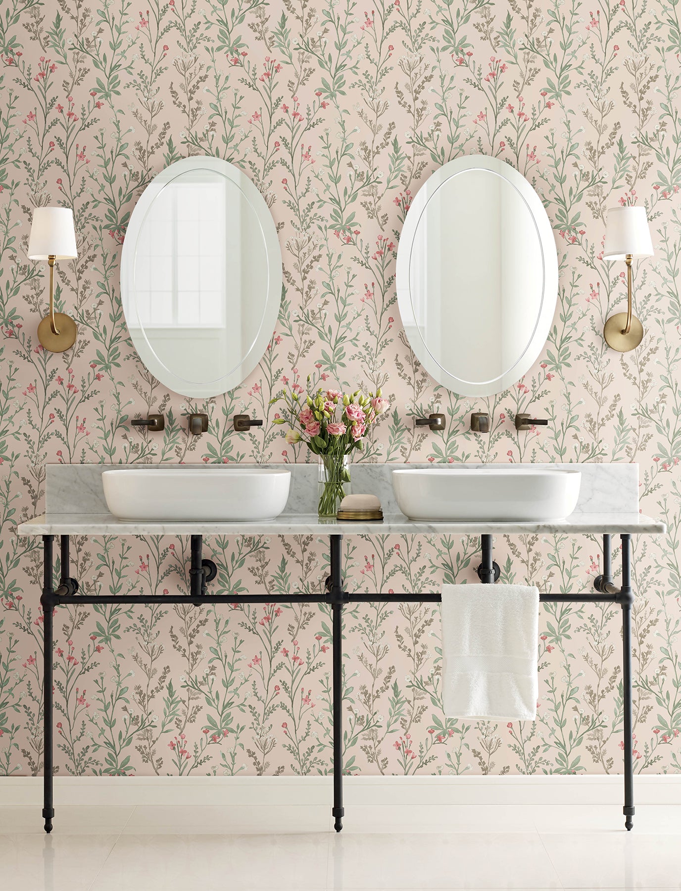 Laverne wallpaper in blush color - pattern number 4191-83020 - by Chesapeake in the Kitchen &amp; Bath collection