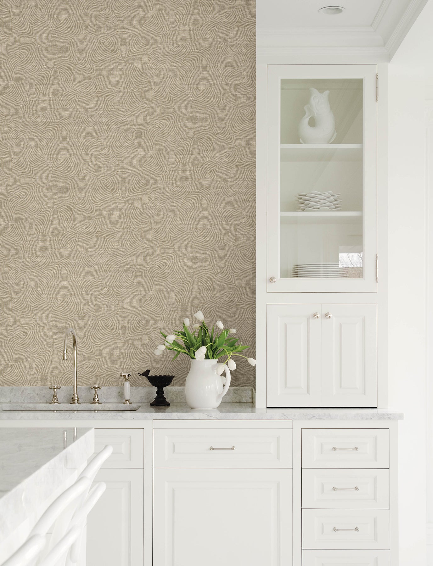 Harrison wallpaper in taupe color - pattern number 4191-83023 - by Chesapeake in the Kitchen &amp; Bath collection