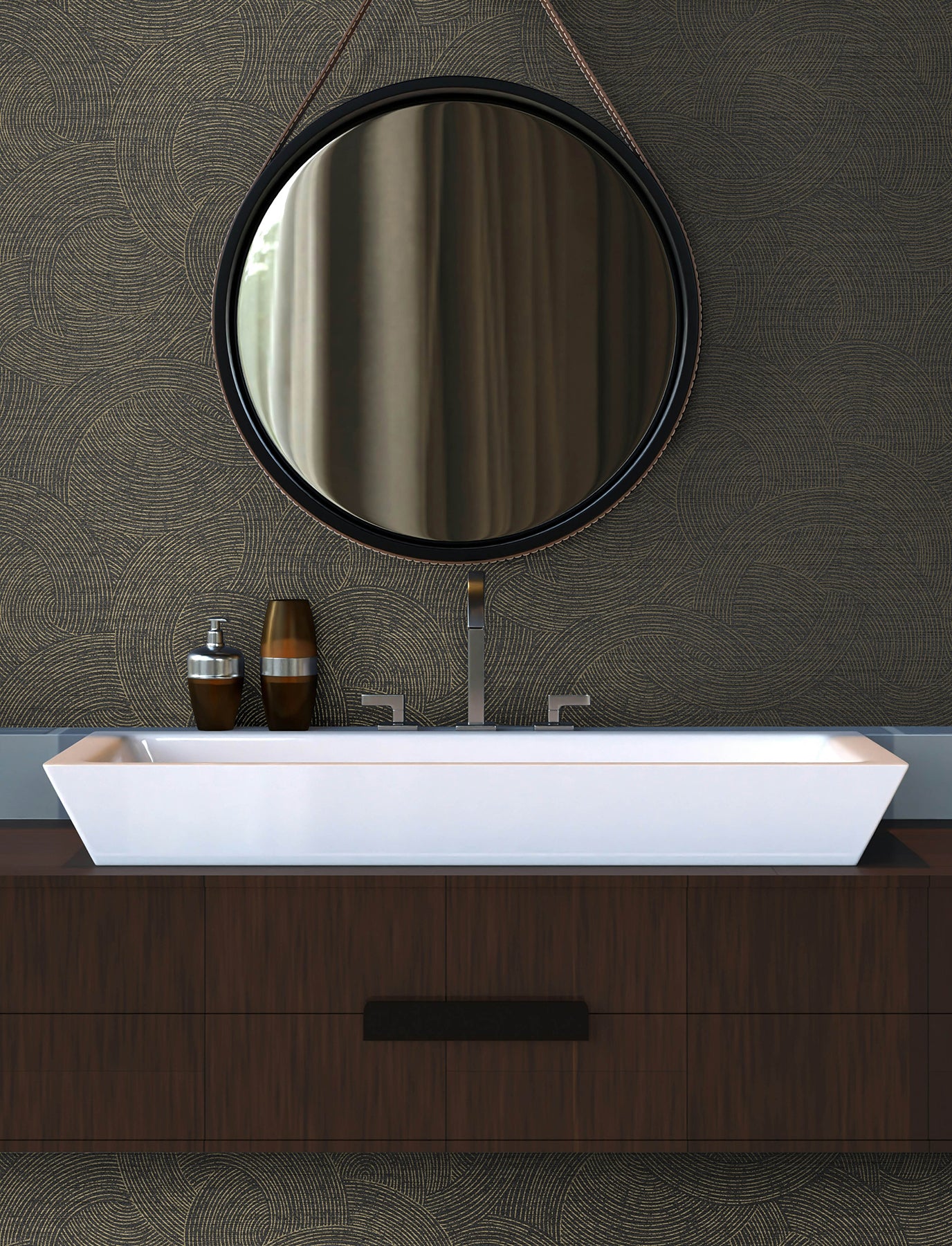 Harrison wallpaper in charcoal color - pattern number 4191-83024 - by Chesapeake in the Kitchen &amp; Bath collection