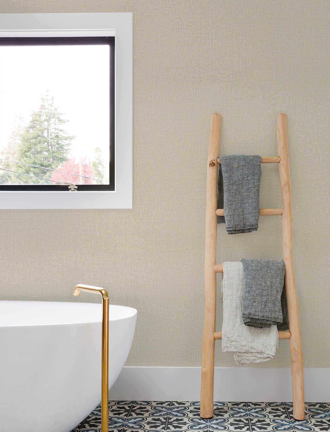 Sonia fabric in beige color - pattern number 4191-83035 - by Chesapeake in the Kitchen &amp; Bath collection