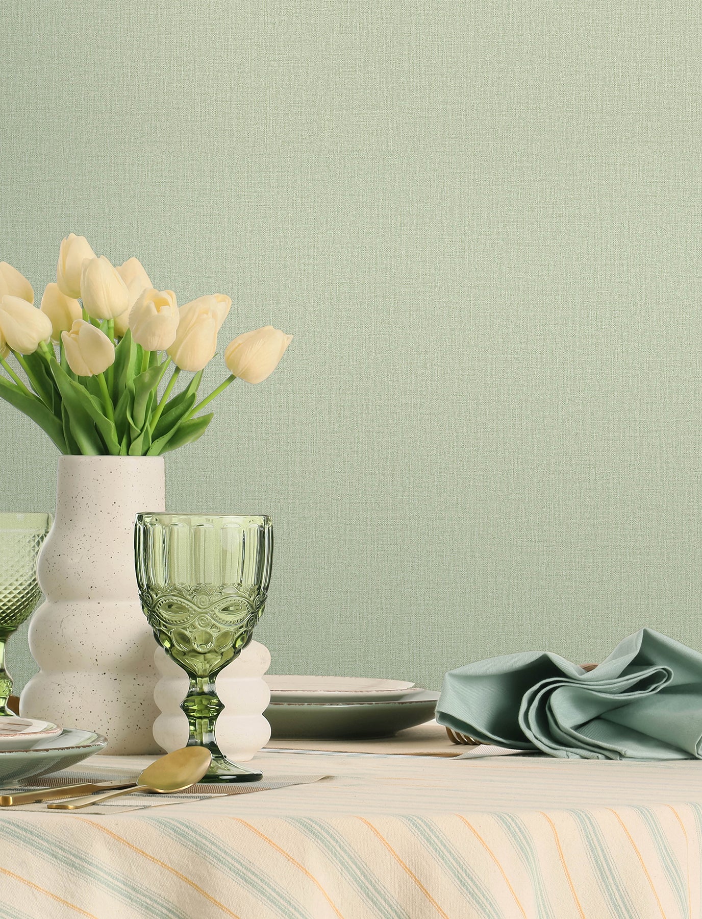 Sonia wallpaper in light green color - pattern number 4191-83036 - by Chesapeake in the Kitchen &amp; Bath collection