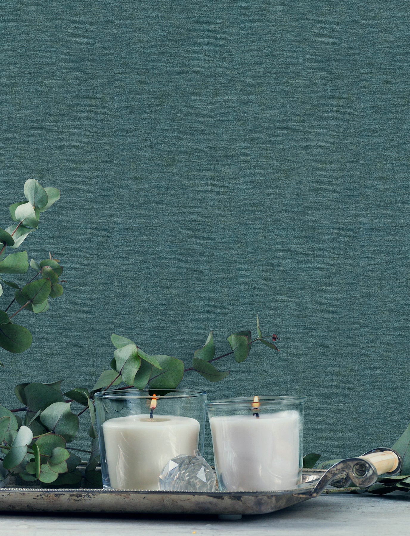 Tansy wallpaper in teal color - pattern number 4191-83042 - by Chesapeake in the Kitchen &amp; Bath collection