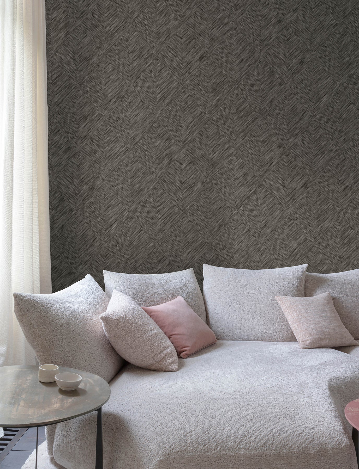 Hollis wallpaper in charcoal color - pattern number 4191-83046 - by Chesapeake in the Kitchen &amp; Bath collection