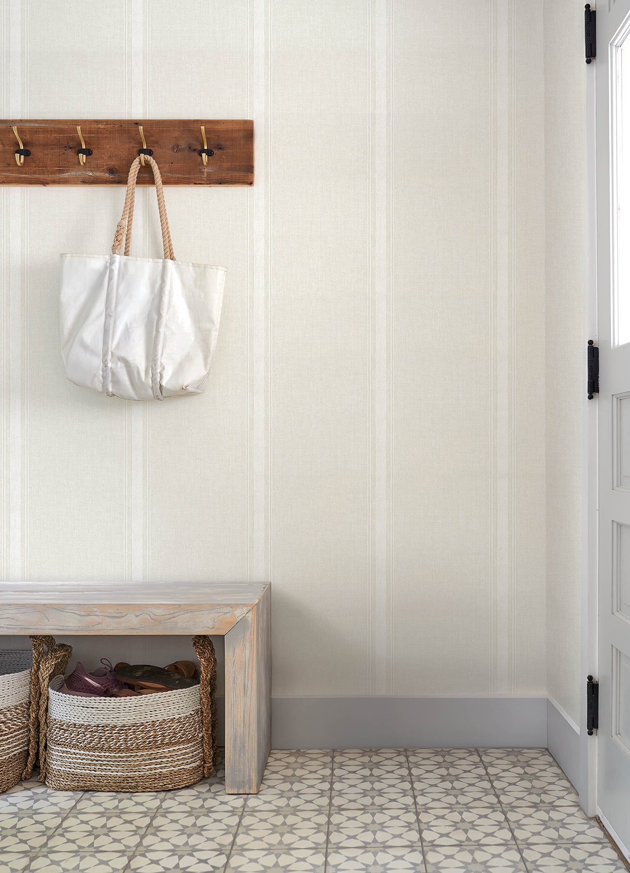 Linette Wallpaper in cream color - pattern number 4192-12465 - by Chesapeake in the Plaid and Stripe Resource Collection collection