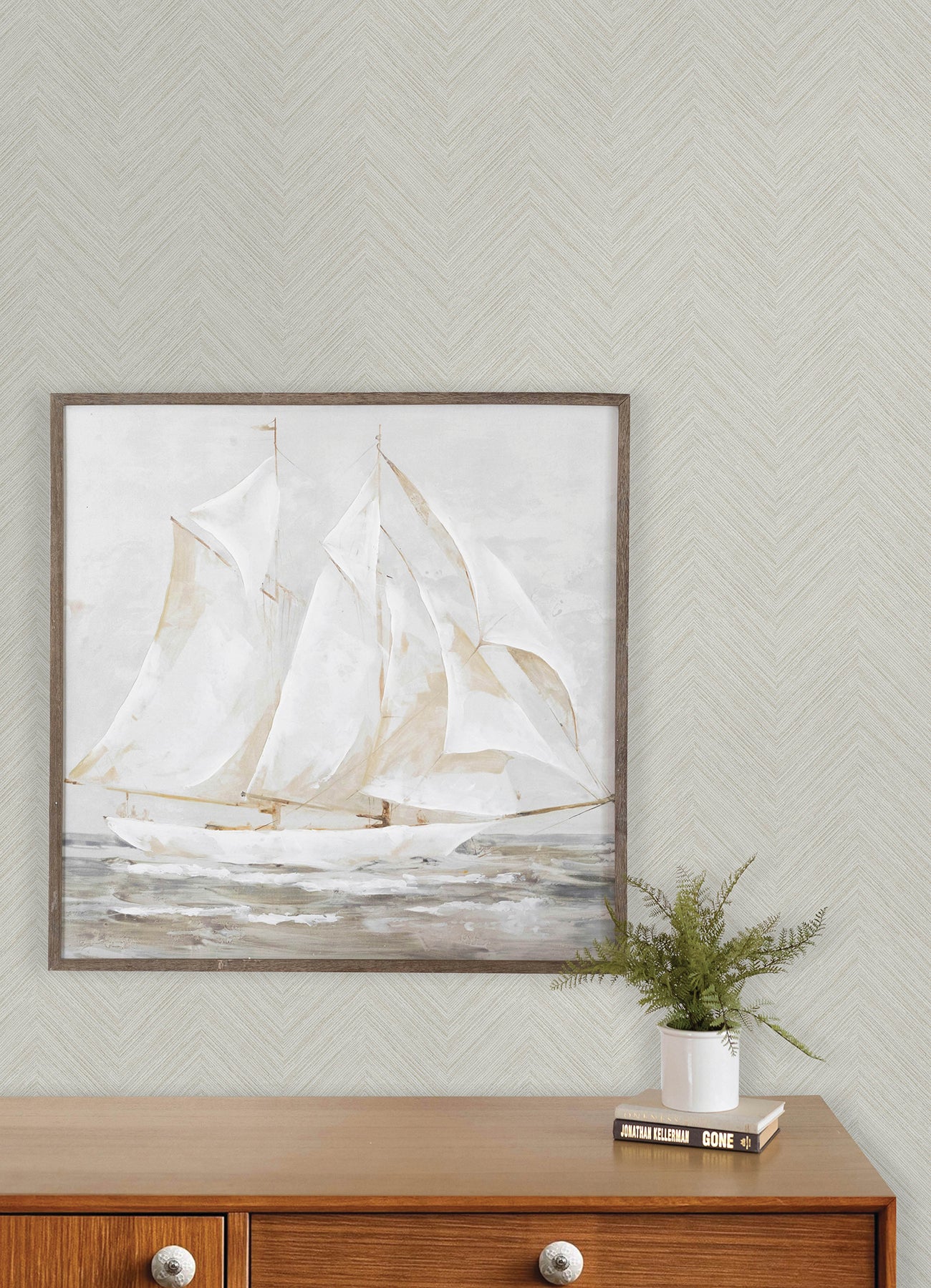 Caladesi Wallpaper in light grey color - pattern number 4192-13679 - by Chesapeake in the Plaid and Stripe Resource Collection collection