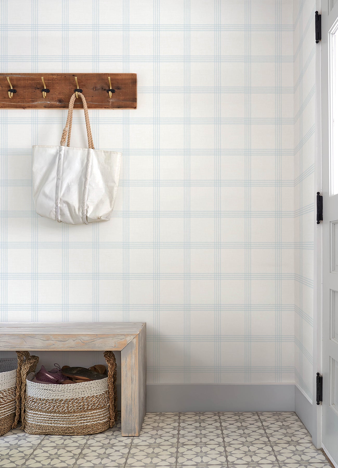 Twain Wallpaper in light blue color - pattern number 4192-24475 - by Chesapeake in the Plaid and Stripe Resource Collection collection